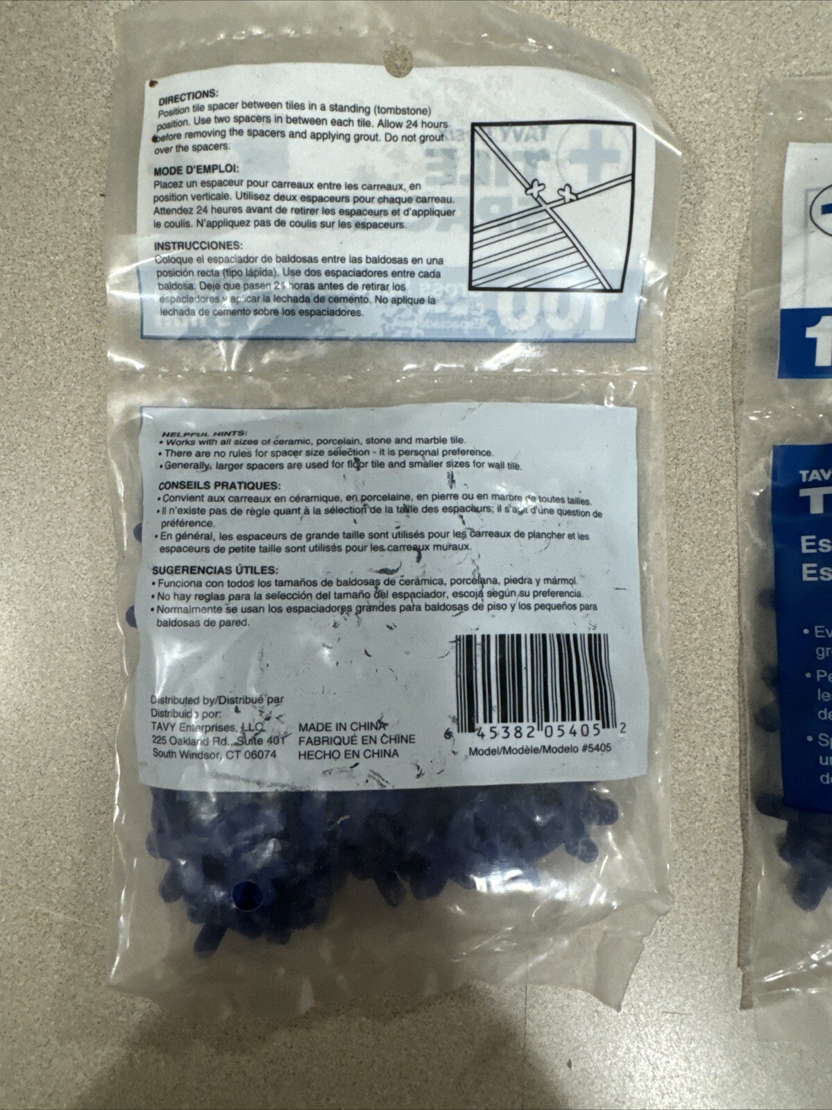 Tavy Basix 100 Pack Cross Tile Spacers 3/16in 5mm – Blue – **NEW** LOT OF 3