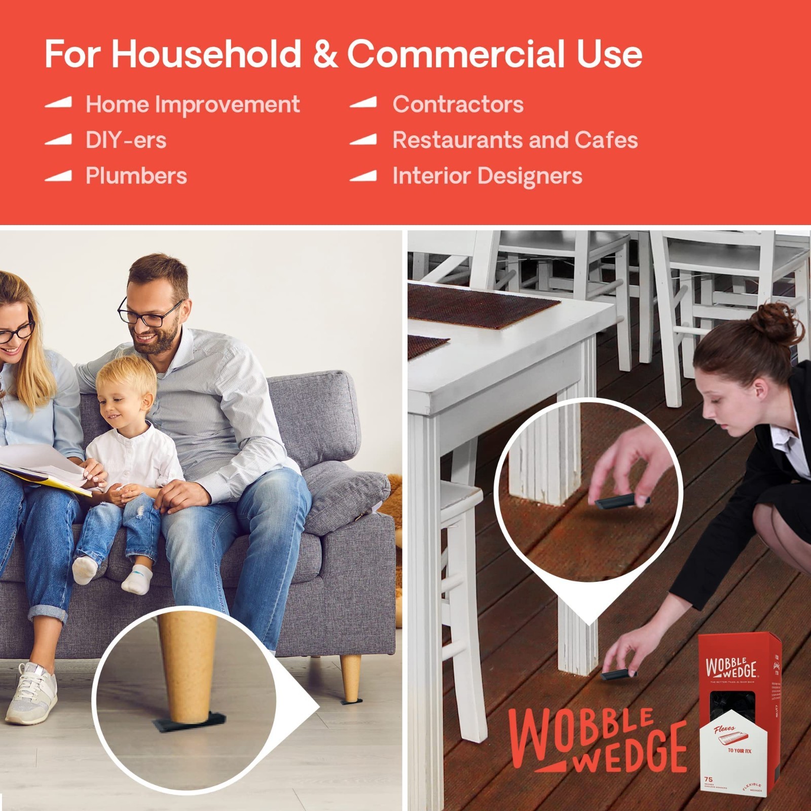 Flexible Plastic Leveling Shims – Home Improvement Furniture & Appliance Wedges