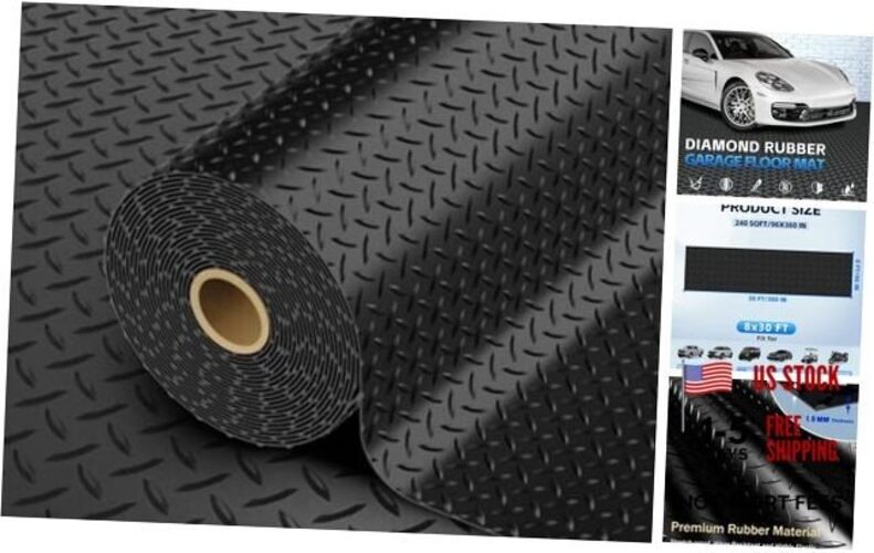 Garage Floor Mat, 2.8mm Thickened PVC Flooring Roll for Under 8×30 FT, Black