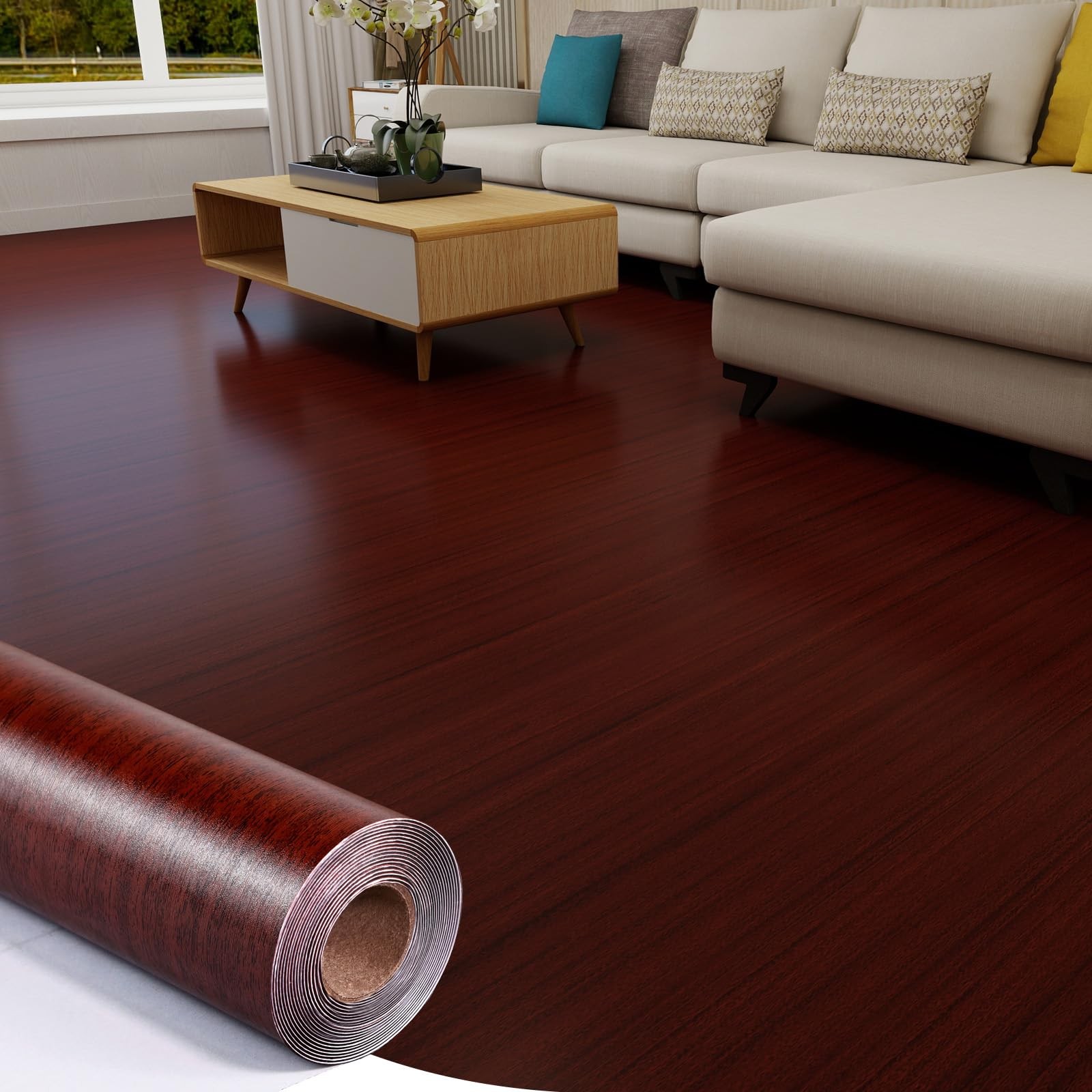 Wood Grain Peel and Stick Floor Tiles 11.8″ x 118″ Roll, Self Adhesive Vinyl …