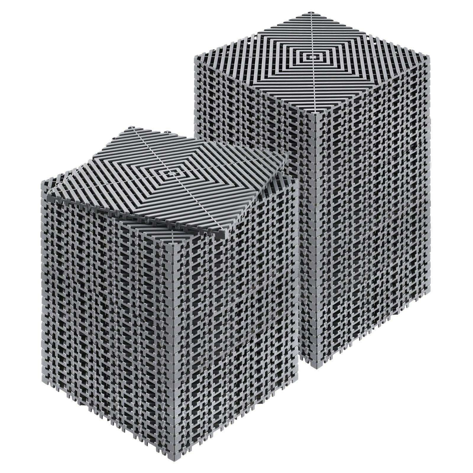 12x12ft 15mm Thick Interlocking Drainage Mat 55 Piece PP Grey