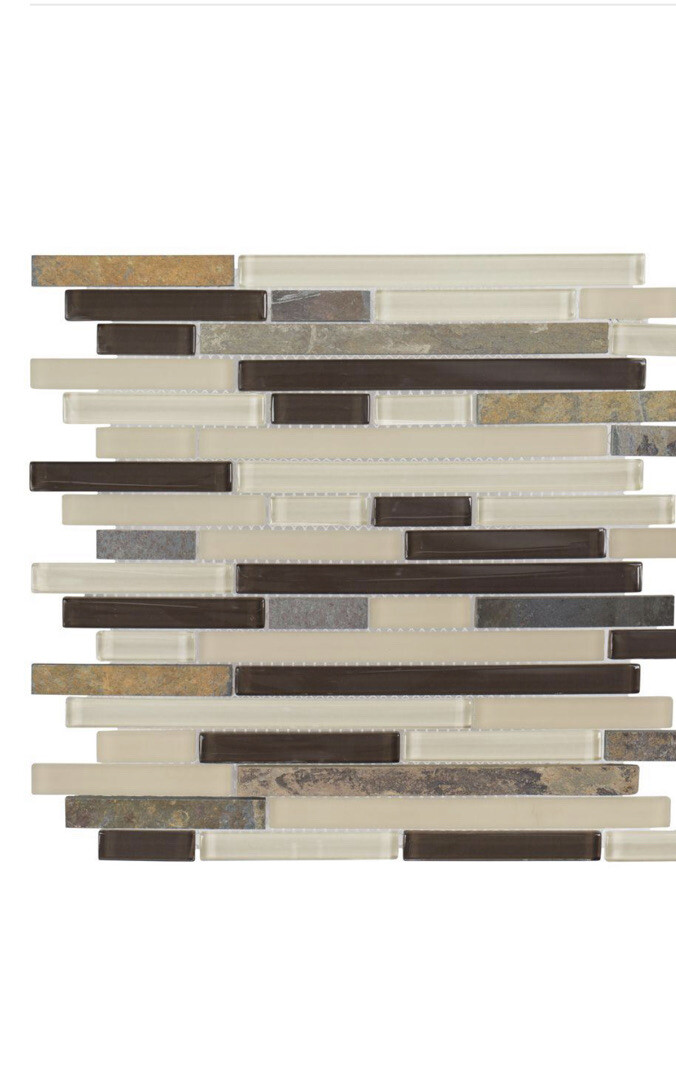 10PC Jeffrey Court Slate Beach TexturEd Interlocking Glass Mosaic Wall Tile