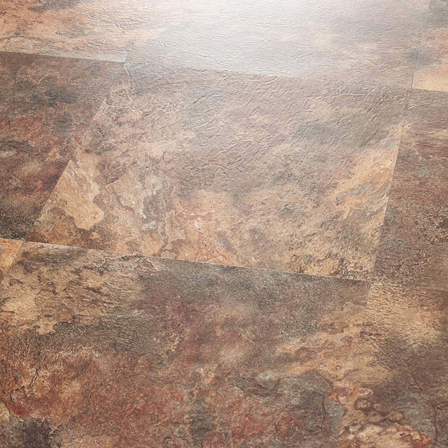 Majestic Self Adhesive 18-Inch Square Vinyl Floor 18×18 Rustic Copper Slate