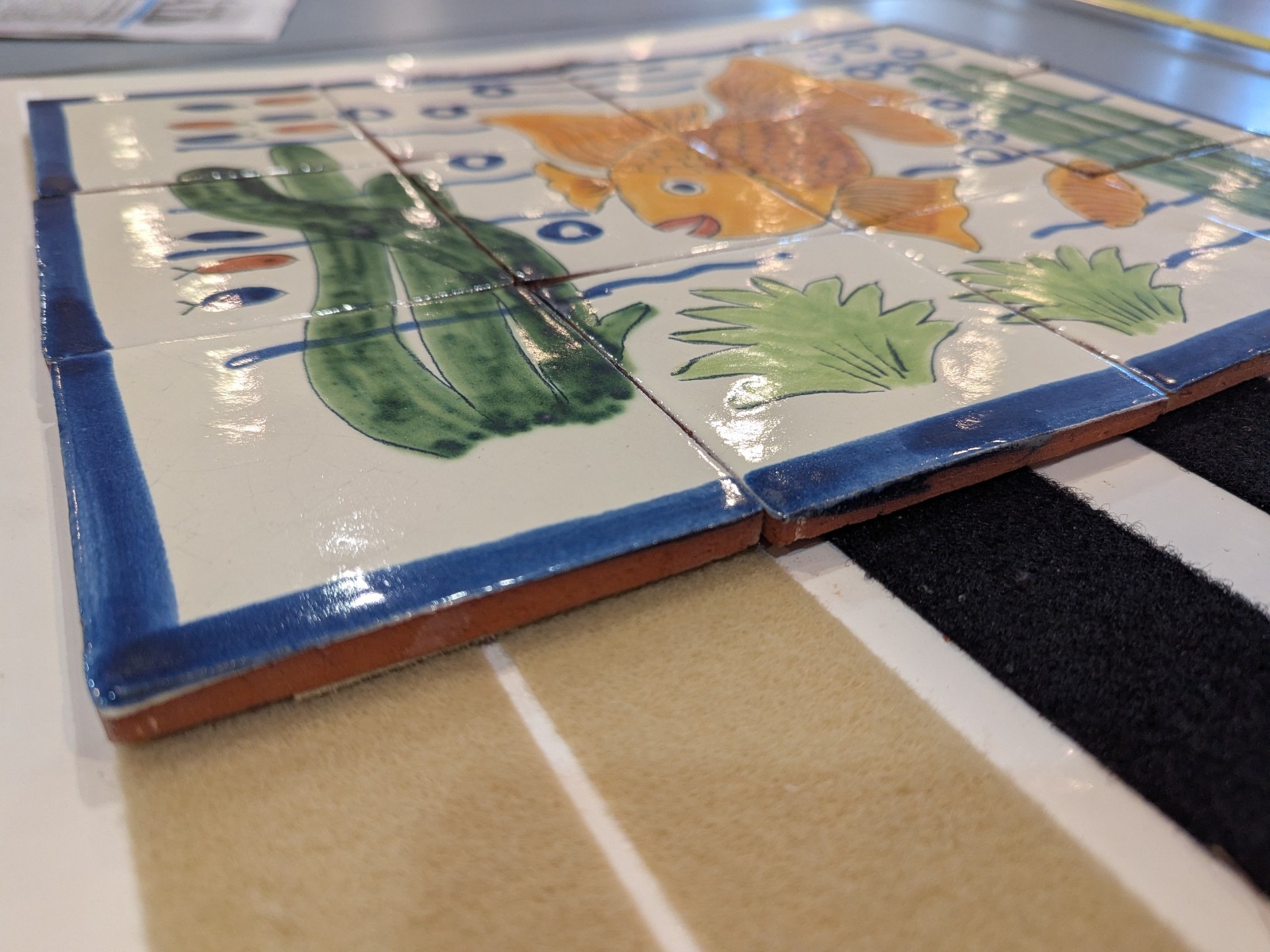 Mexican California Louisville Tile Folk Art Backsplash Hand painted Fish 12 pcs
