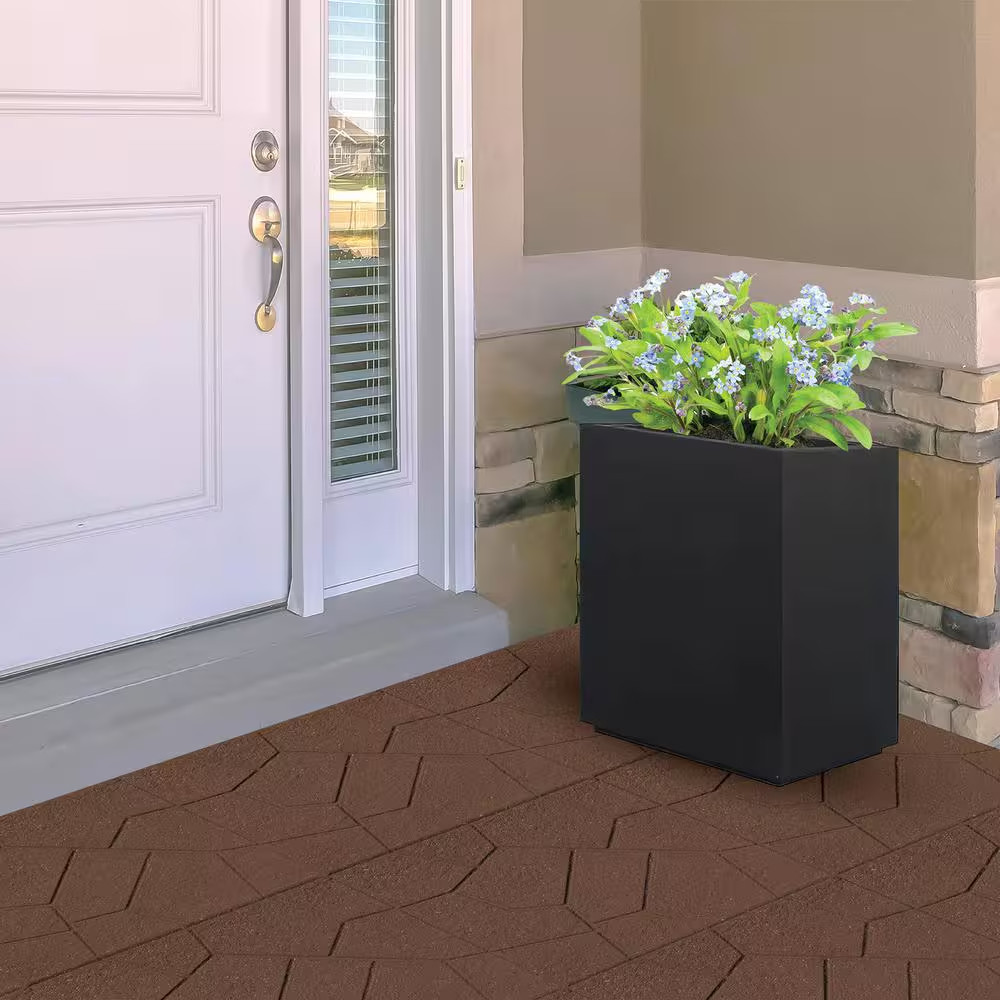 16 x 16 in. Brown Dual-Sided Rubber Paver (9-Pack, 3/4 in. Thick) – Outdoor Walk