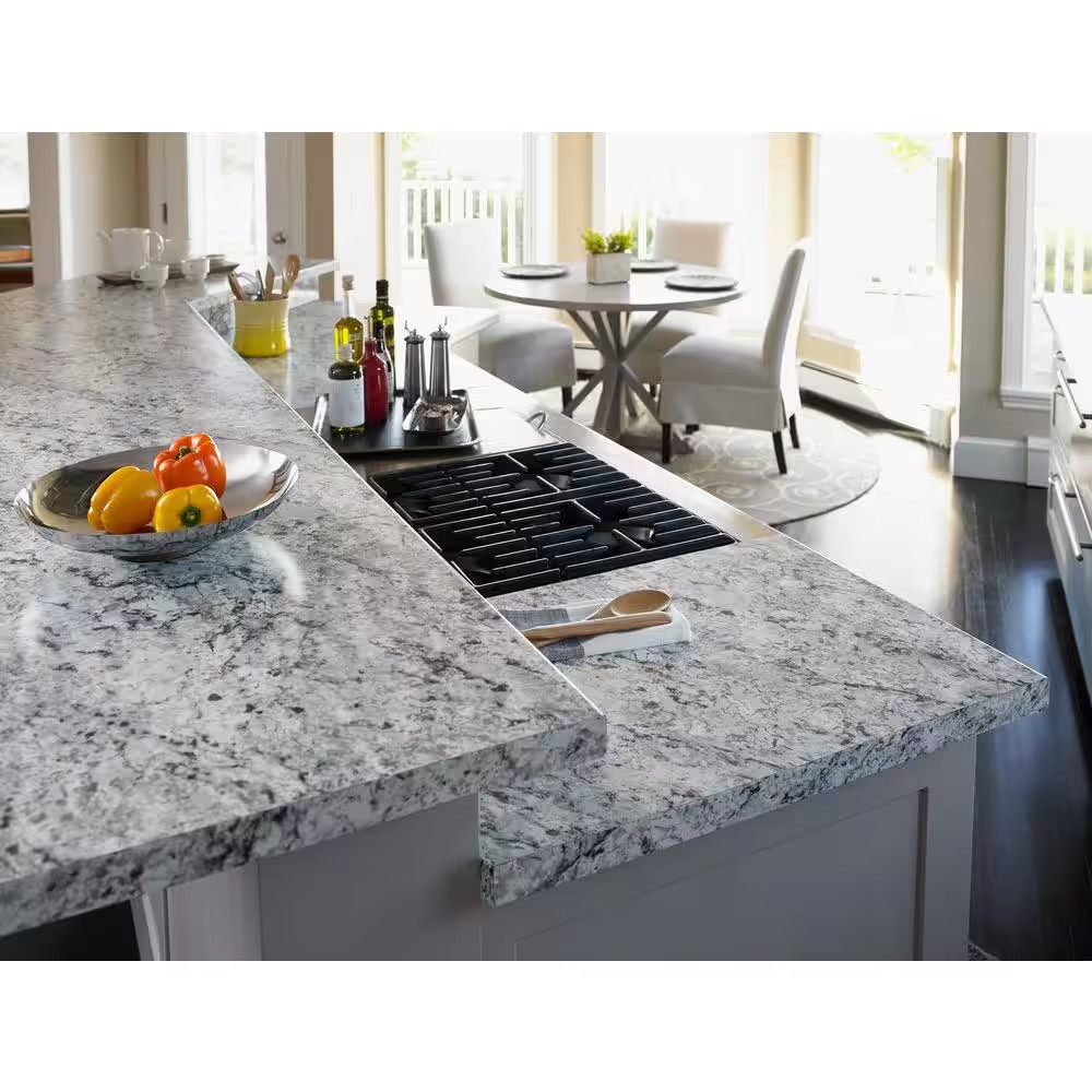 5 Ft. X 12 Ft. Laminate Sheet in White Ice Granite with Matte Finish