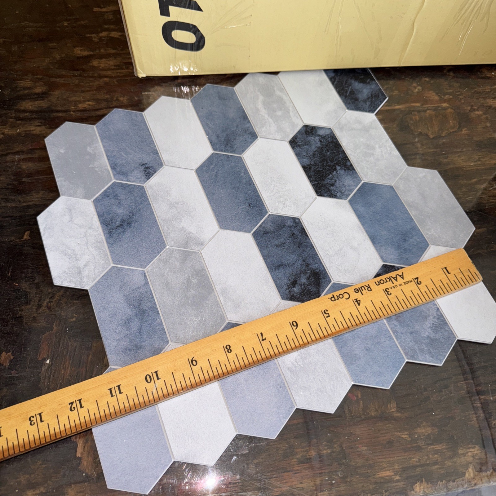 10-Sheet 12″x11.5″ Honeycomb Peel and Stick Backsplash Wall Mosaic Tile Blue