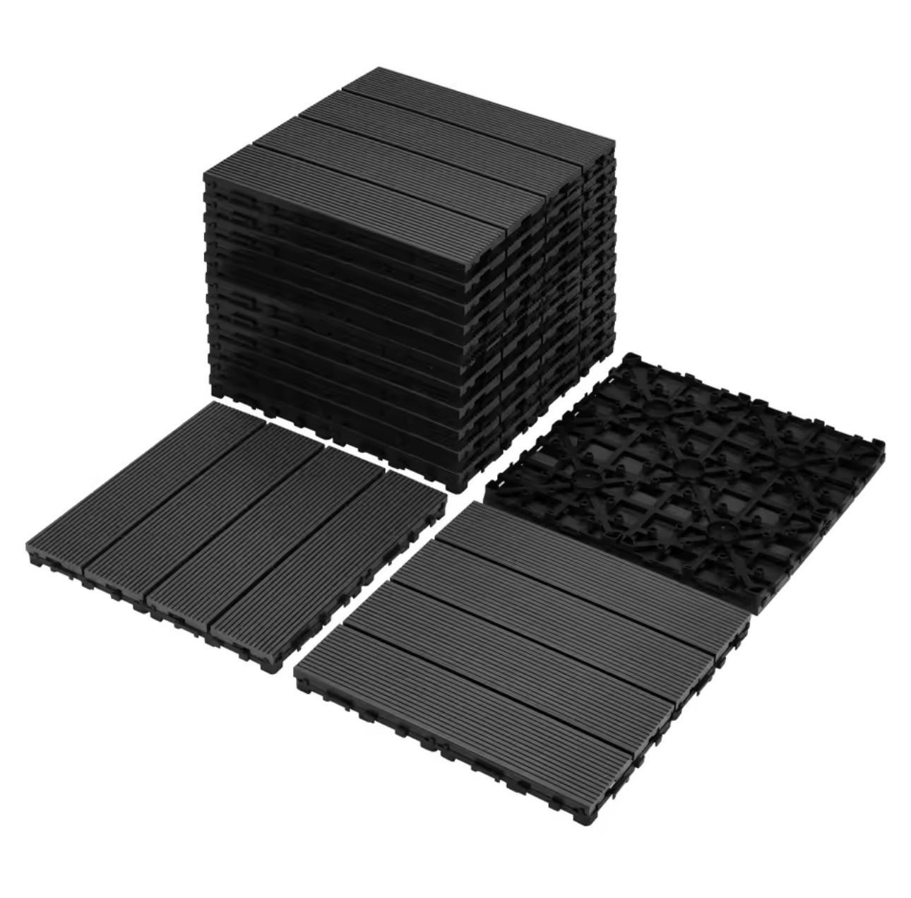 Sturdy Interlocking Acacia Wood Deck Tiles Non-Slip Outdoor Flooring Easy DIY US