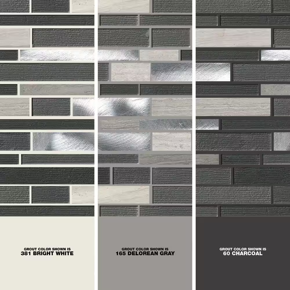 Urban Loft Interlocking 12 In. X 12 In. X 0.16 In. Stone/Glass/Metal Mesh-Mounte
