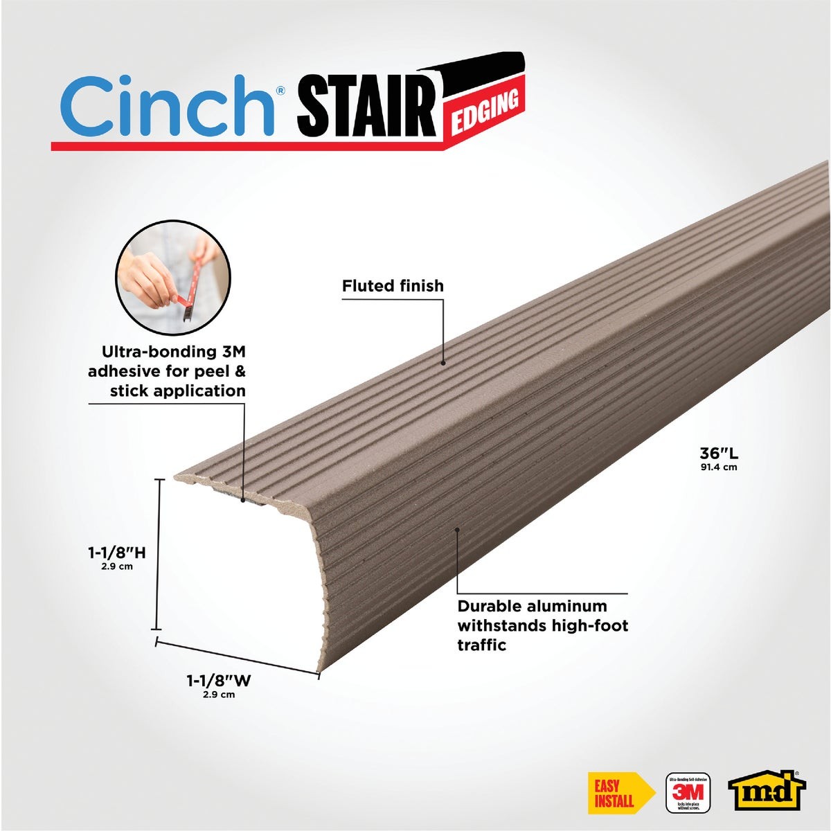 M-D Building Products 36 In. Spice Aluminum CINCH Fluted Stair Edging 43311 M-D