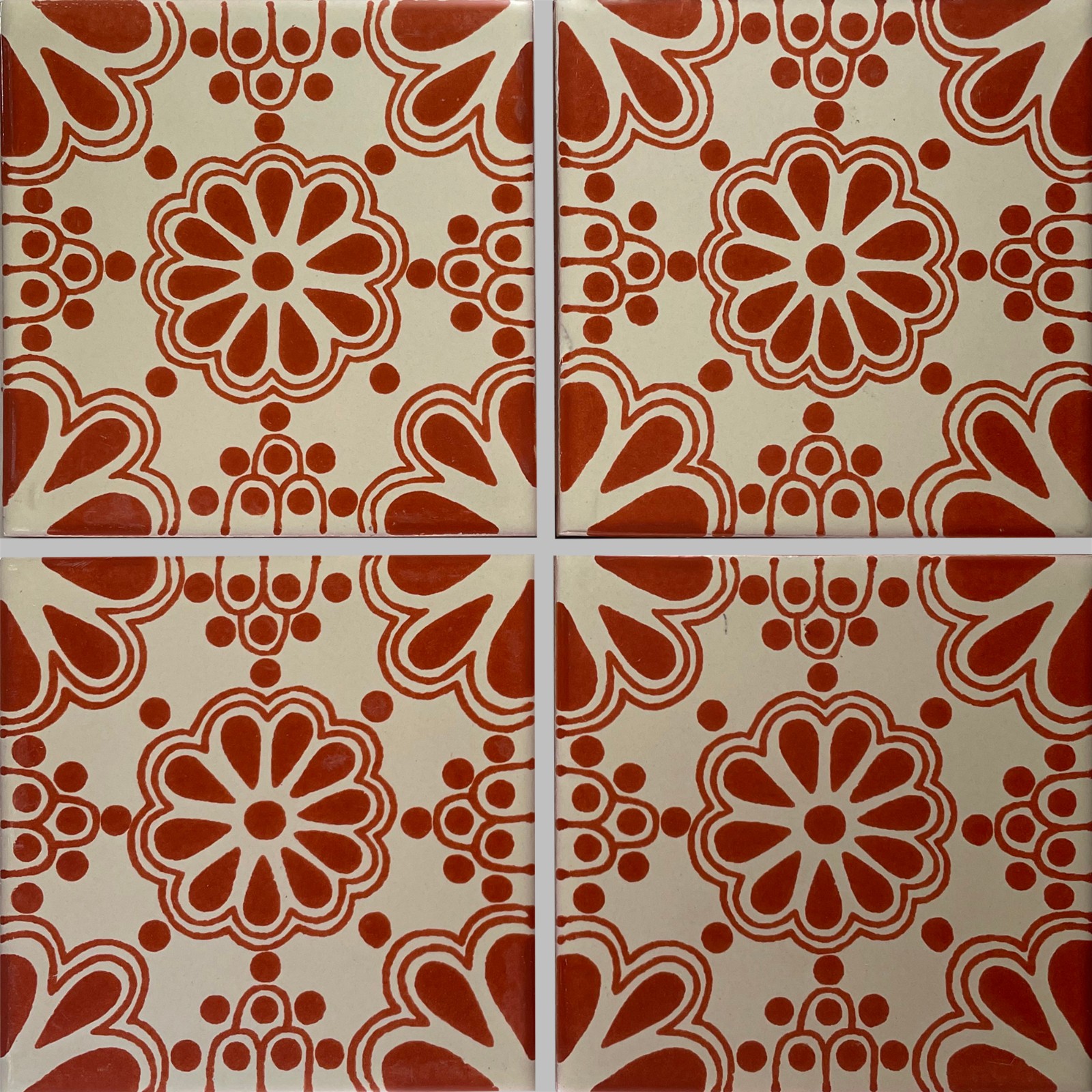 4.2×4.2 9 pcs Terracotta Bouquet Mexican Clay Tile Handmade Talavera Backsplash