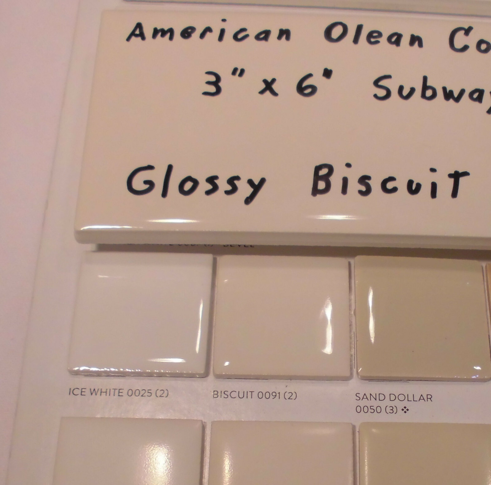 1 pc. *Glossy Biscuit* 3″ X 6″ Subway Ceramic Tiles; American Olean: New Stock