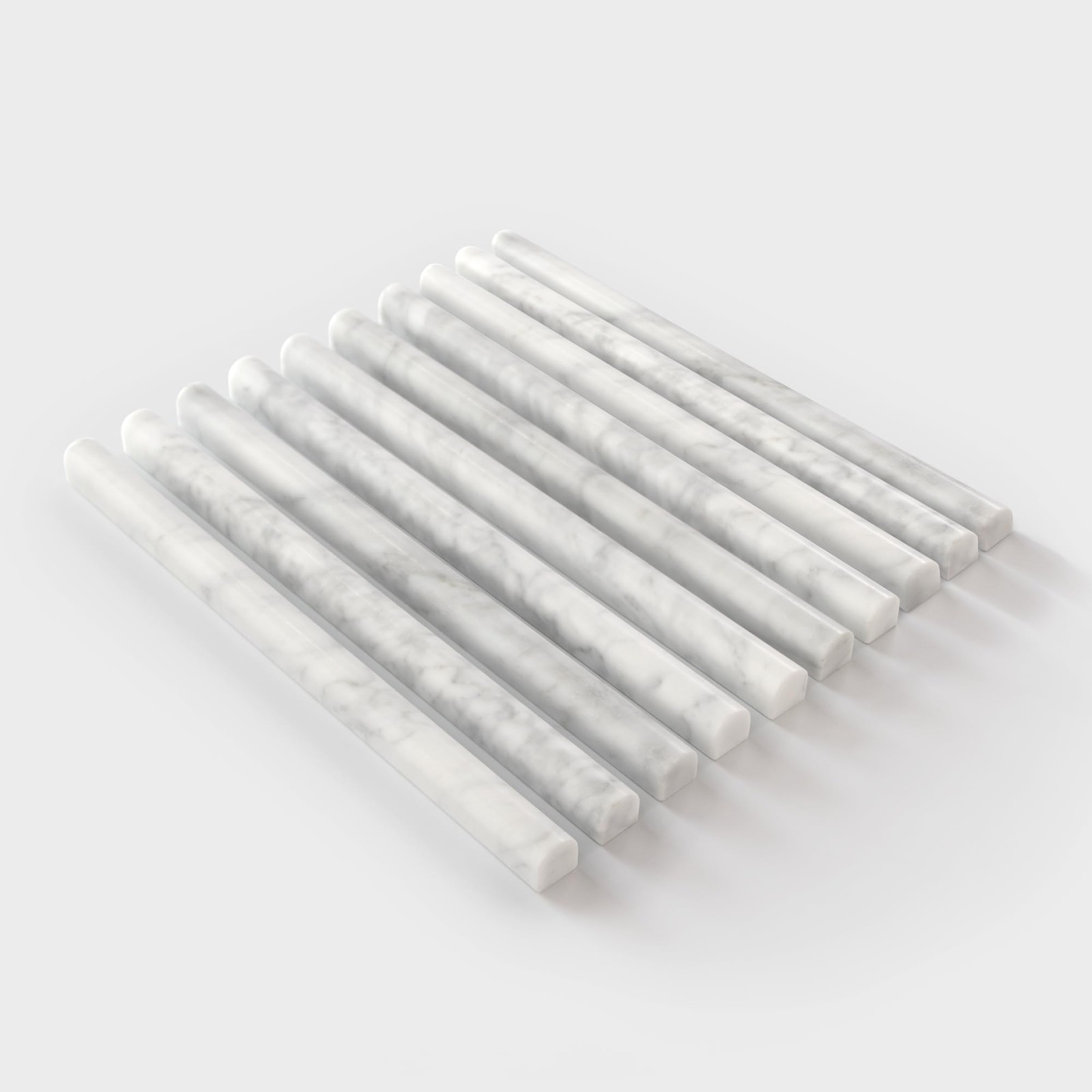10-Pack Carrara White Marble Pencil Liner Tile, 3/4″ x 12″ Honed Natural Ston…