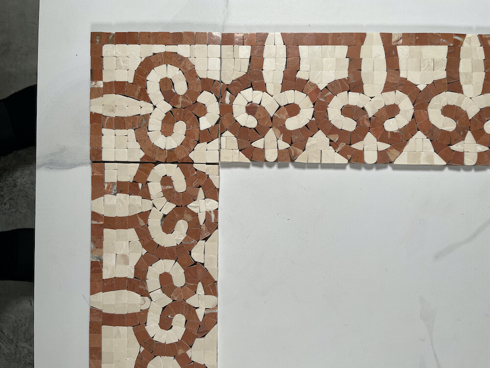 B0012P Marble Mosaic Border Bathroom Listello Tile Posy Rojo 4×12 Polished