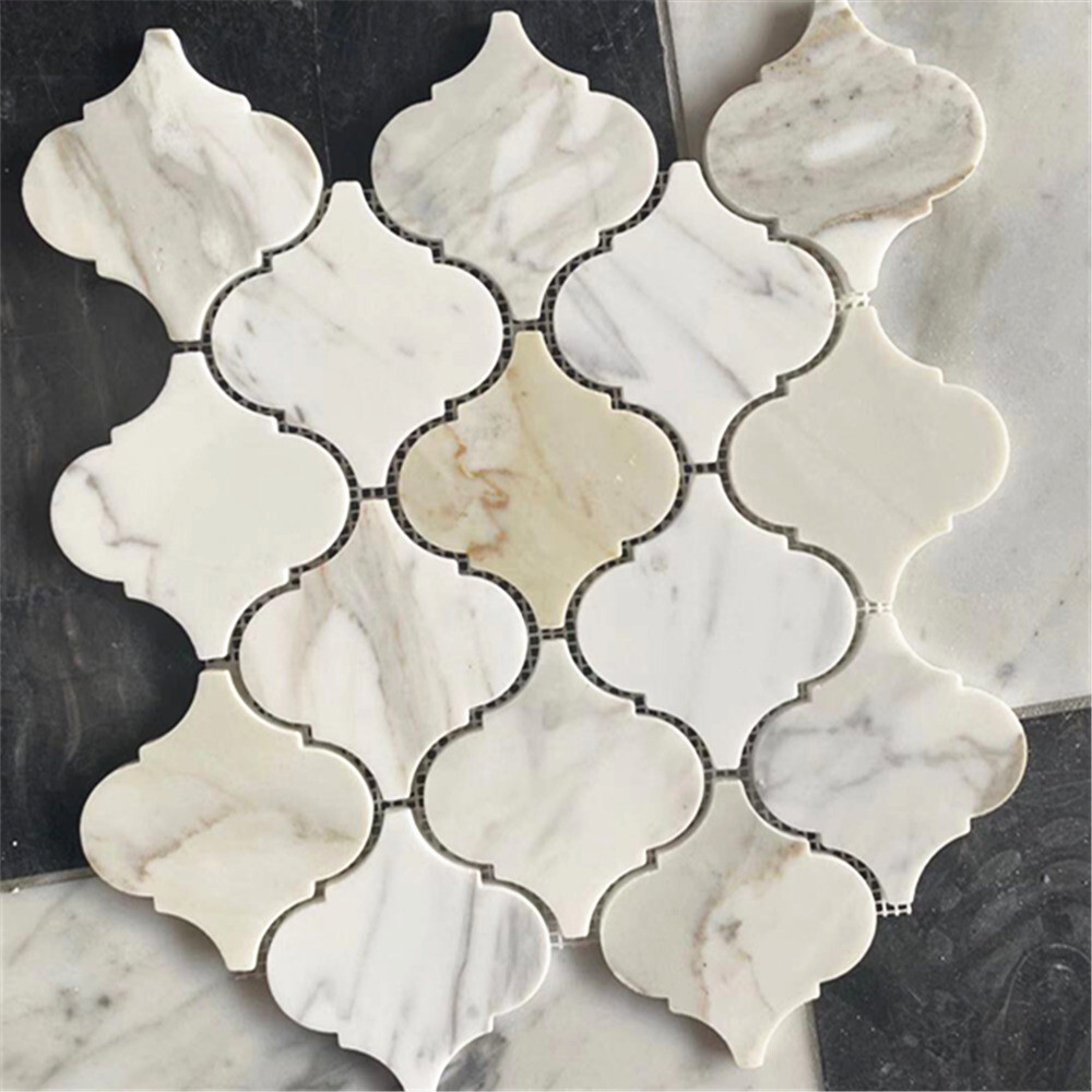 G893XH Calacatta Gold Calcutta Marble Arabesque Lantern Baroque Tile Honed