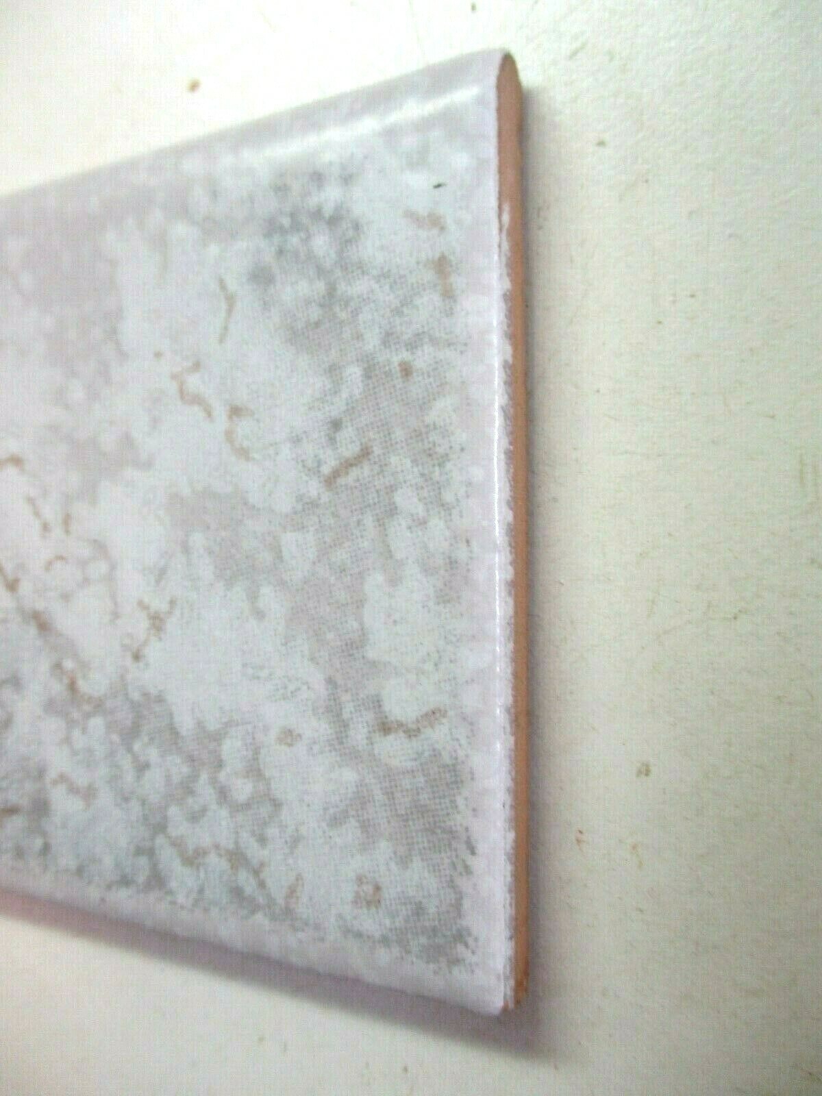 1 Italy CLP Bullnose Wall Tile Ceramic 7-7/8″ X 3″ Marbled Satin Gray Beige Vtg