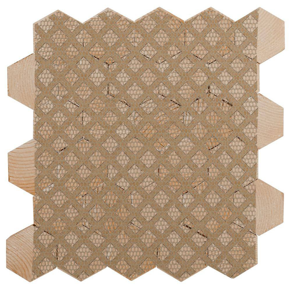 11-7/8 In. W X 11-7/8 In. H X-1/2 In. P Small Honeycomb Wood Mosaic Wall Tile, P