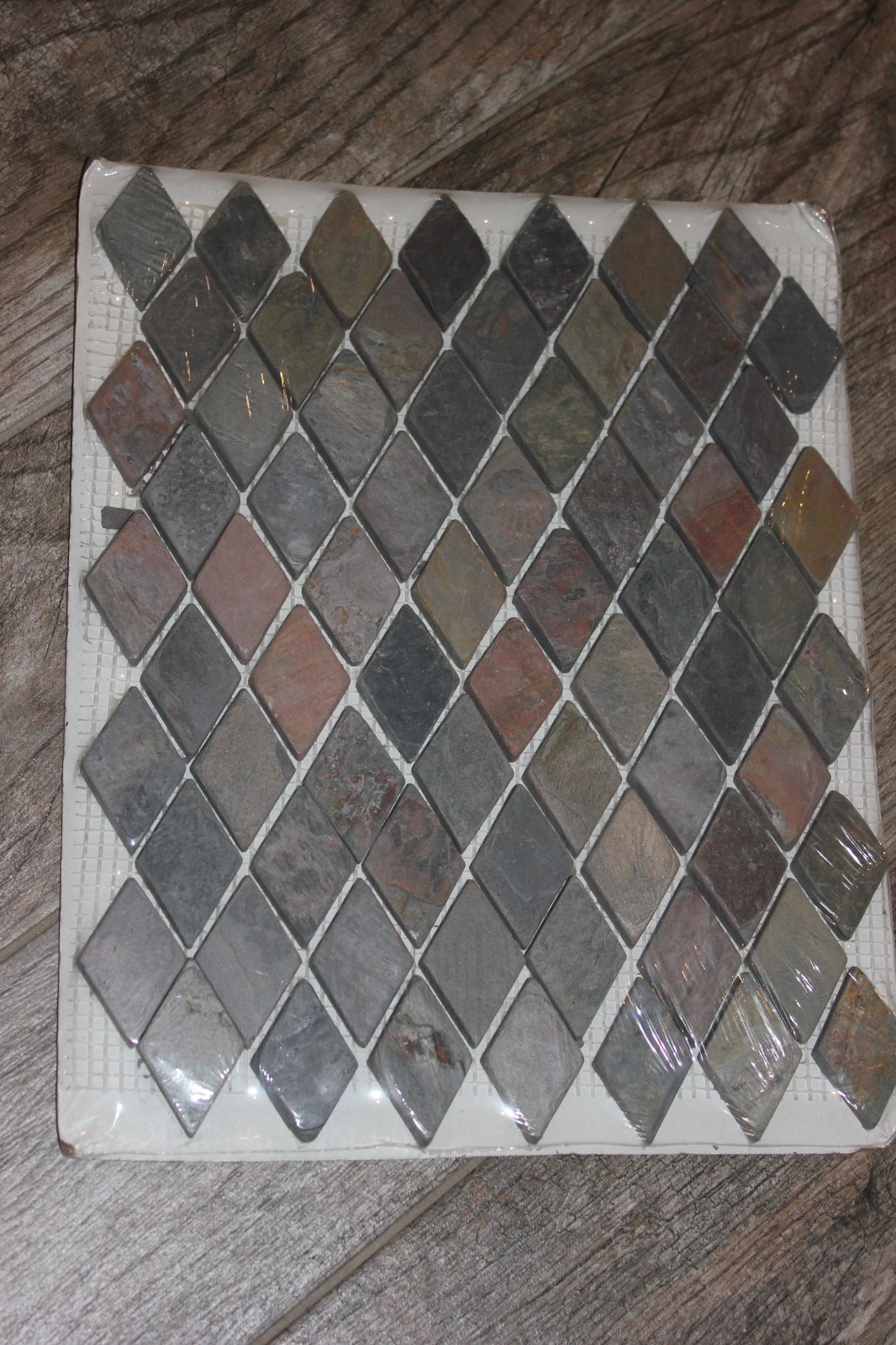 Lot of 5 SF Sheets Multicolor Slate Natural Stone Harlequin Diamond Mosaics Tile