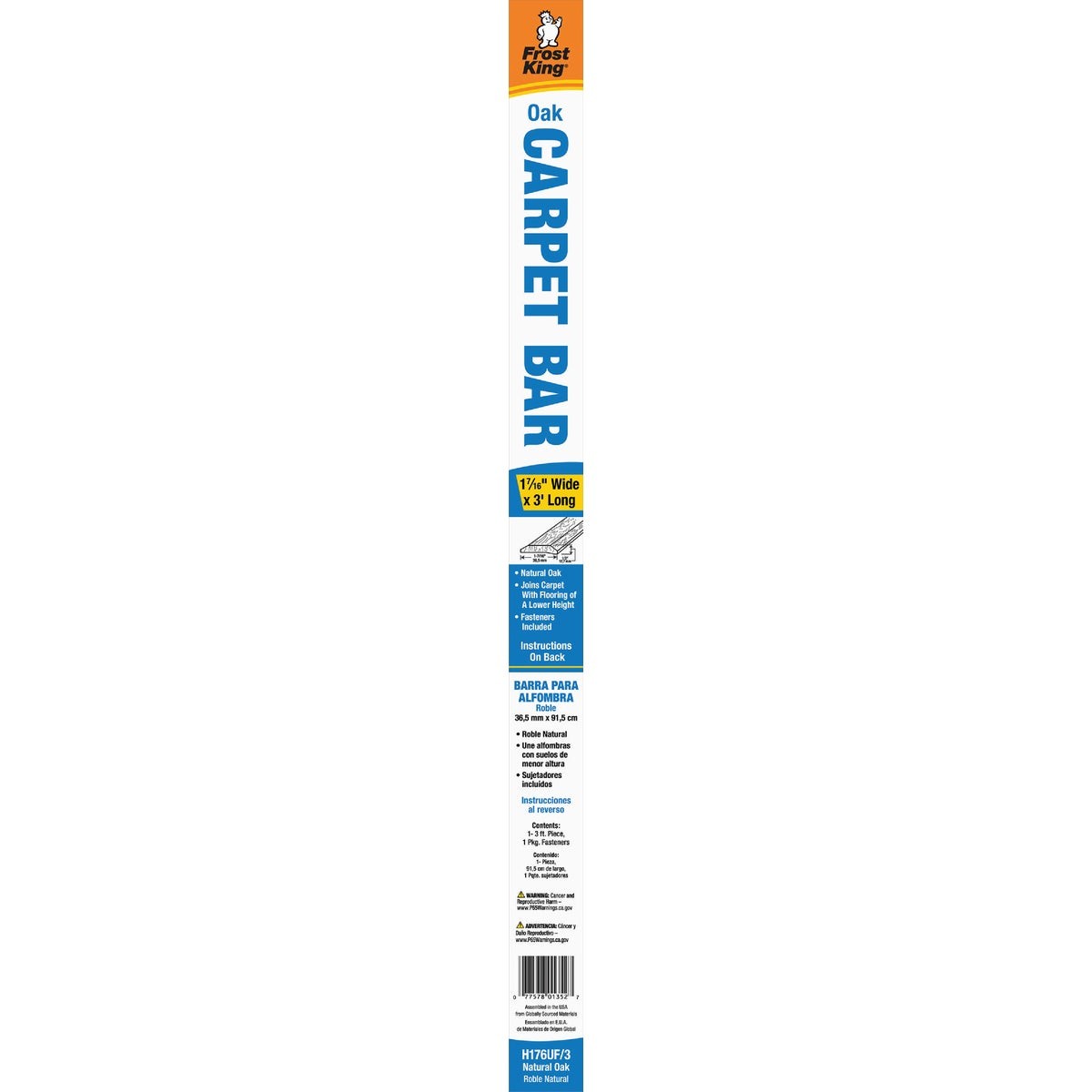 Frost King Unfinished Smooth 1-7/16 In. x 3 Ft. Oak Carpet Trim Bar, Wide Frost