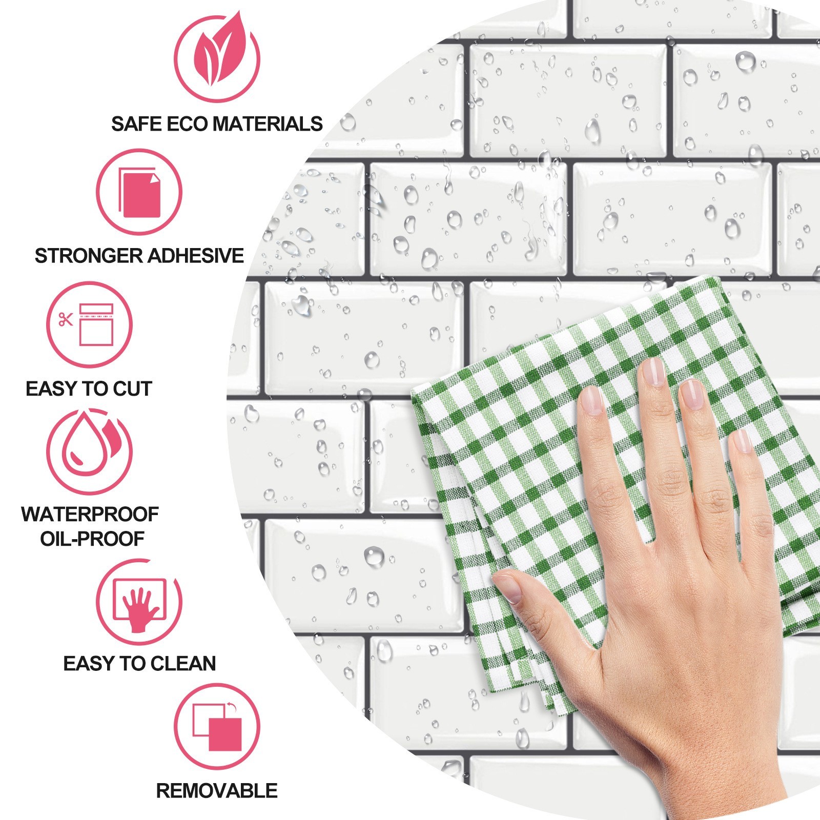 3D 10PCS 12”X12” Peel and Stick Kitchen Backsplash Tiles Self Adhesive Tile