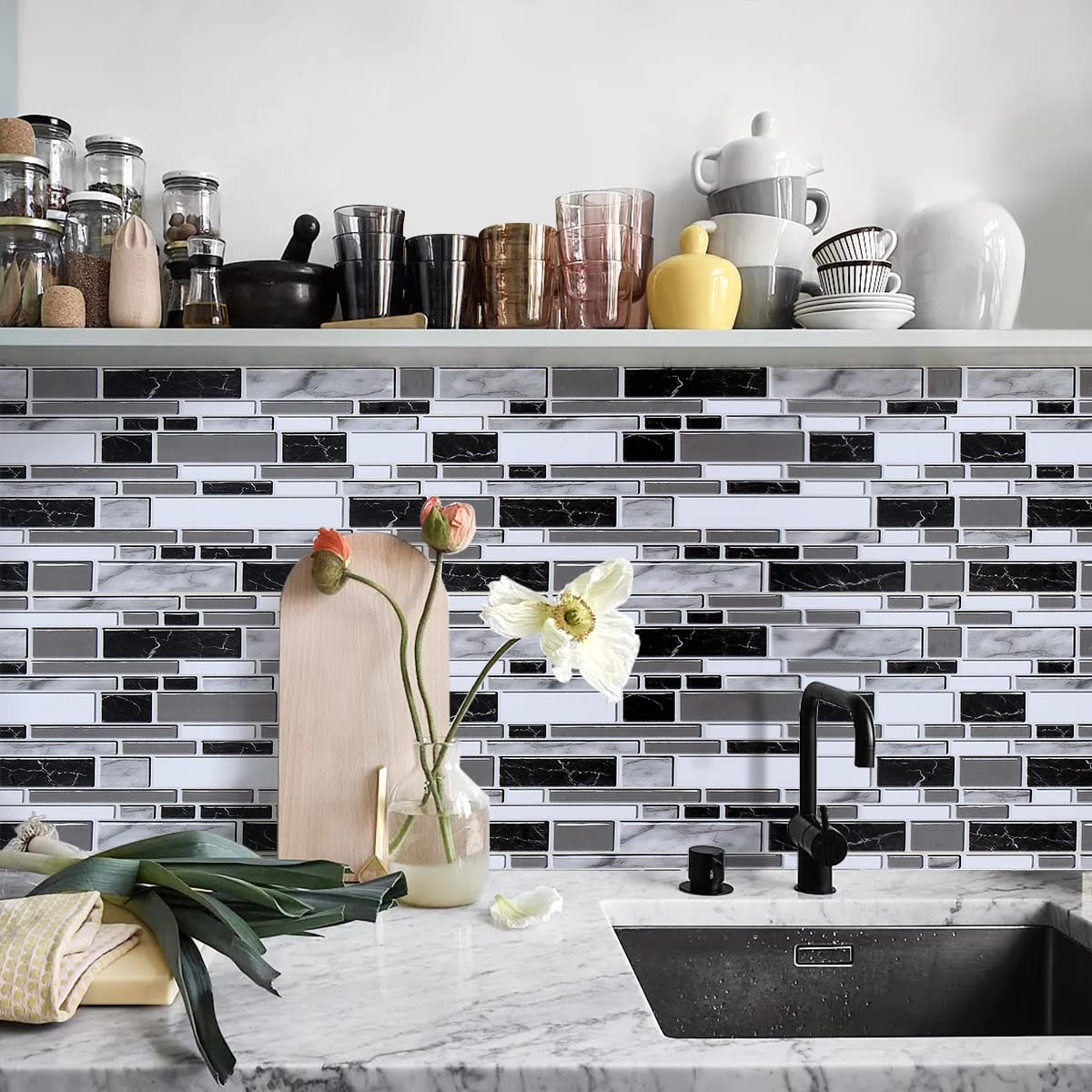 Peel and Stick Backsplash Wallpaper Kitchen Self Adhesive Tiles 11.8in