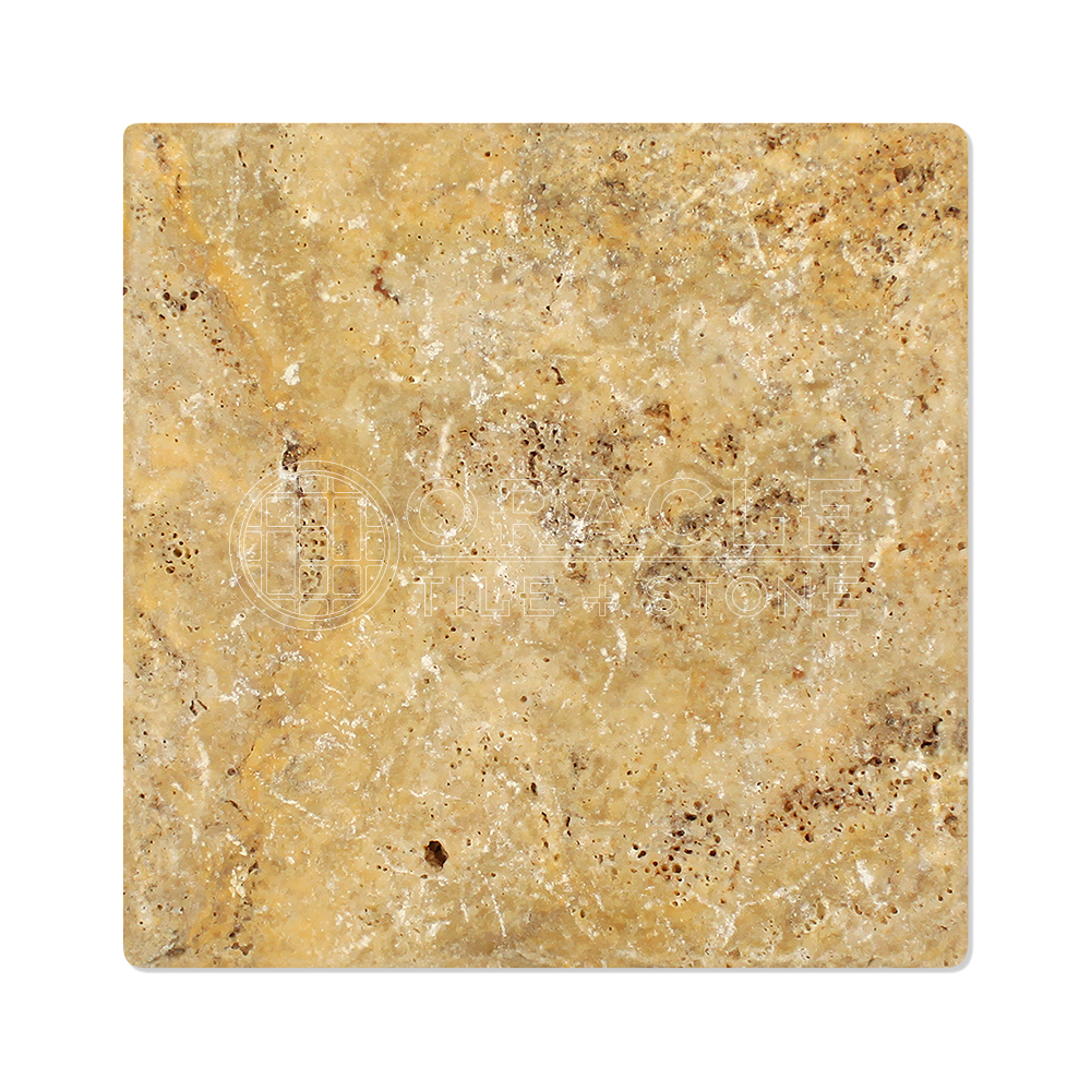 Scabos Travertine 12″ X 12″ Field Tile, Tumbled