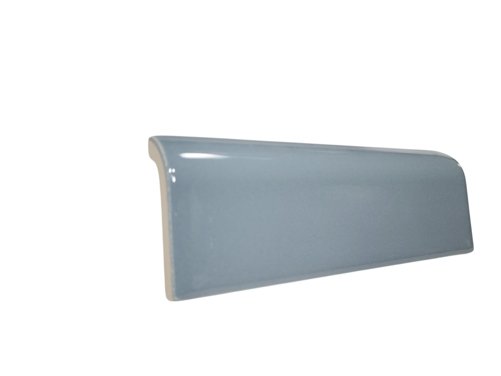 Blue Ceramic Tile Mud Cap Bullnose Curved Edge Subway Mudcap Mid Century Modern
