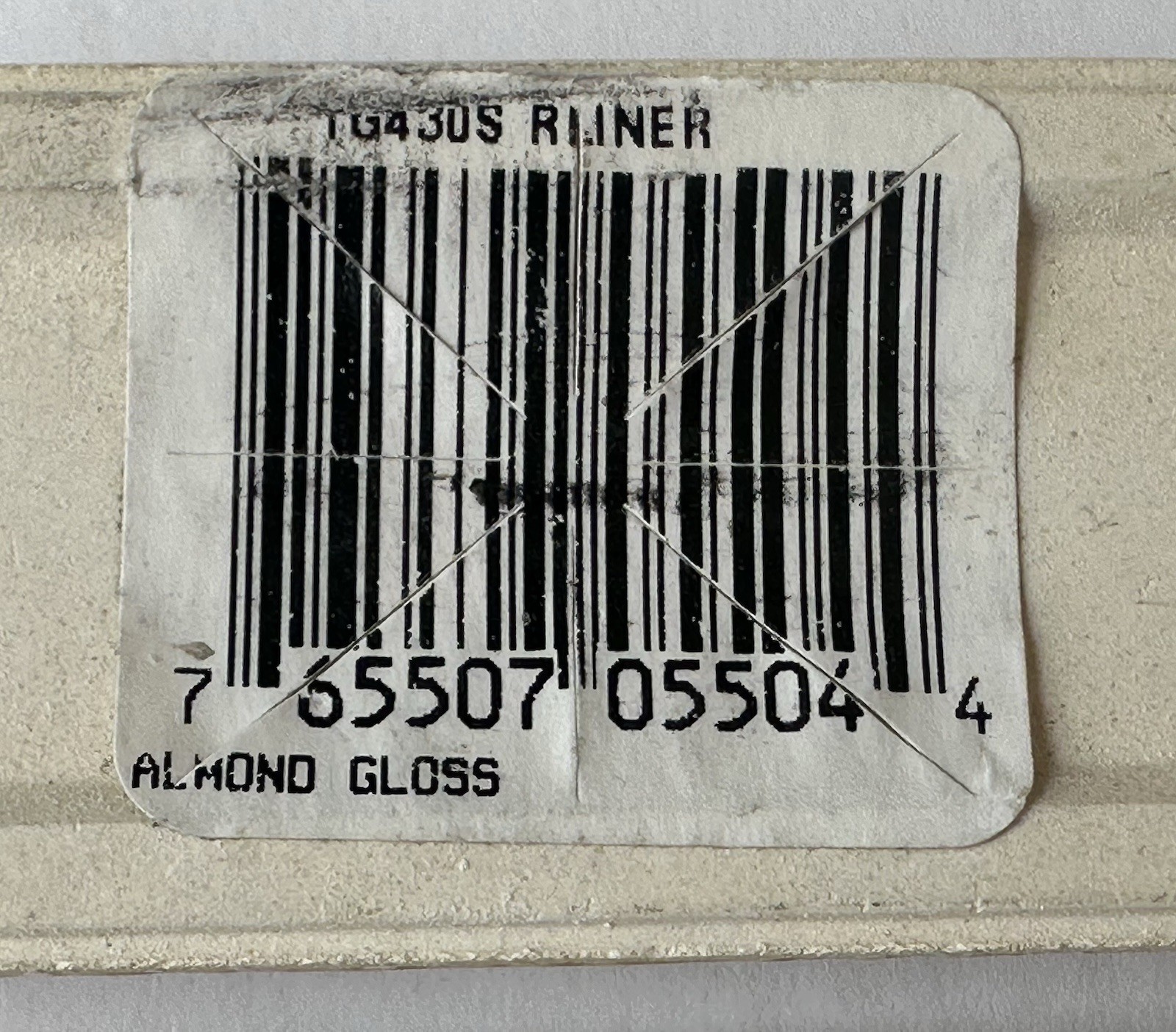 1 pc. Gloss Almond Ceramic Tile: Pencil – Liner – Sizzle: 6″ X 1-1/4″ Rope