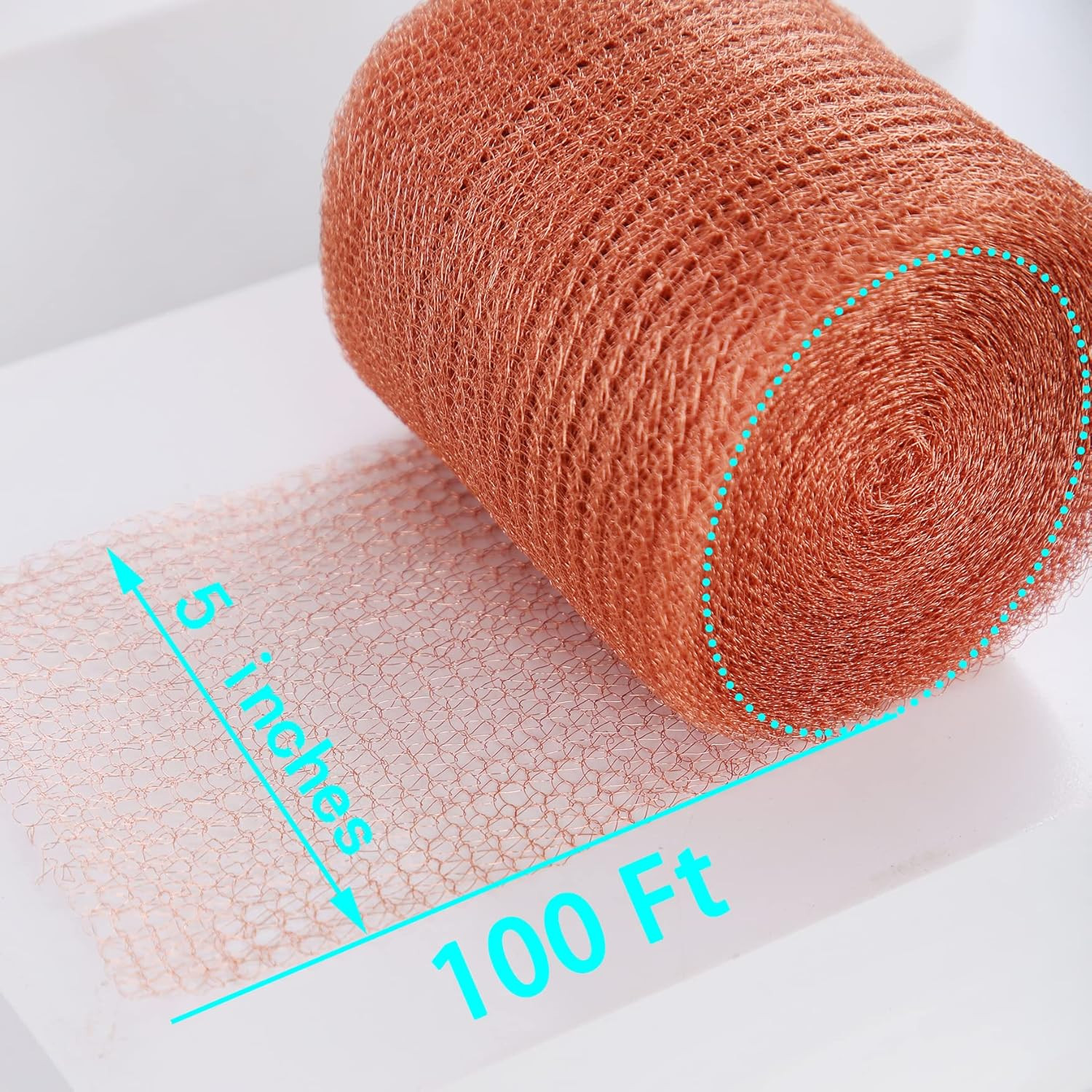 Copper Mesh – 5 Inch X 100 Ft, Ideal for Distilling, Double Layer Fill Fabric DI