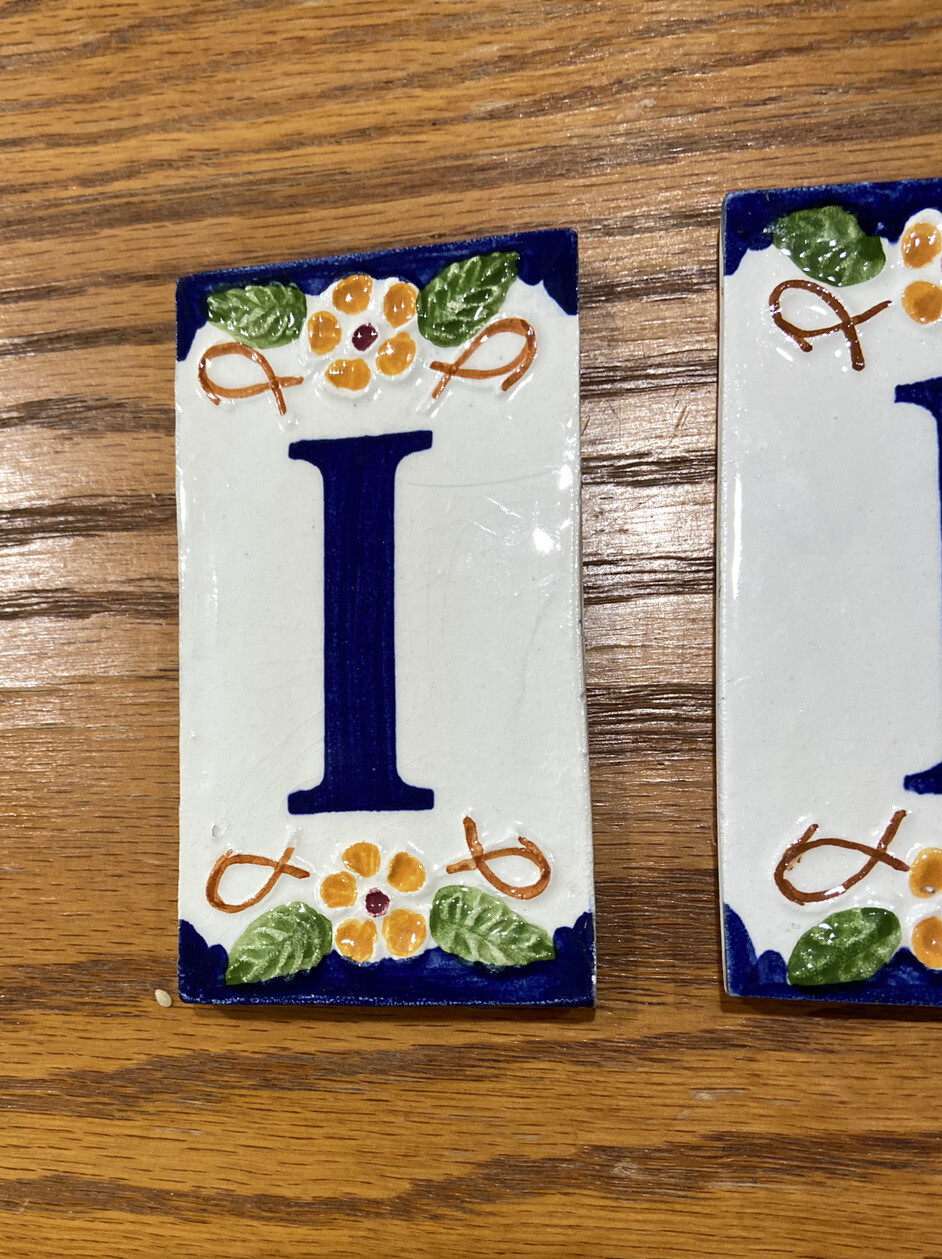 Vtg Art Tile Natural Garden Floral Ceramic Address Numbers 1 1 2 5 House Plaque