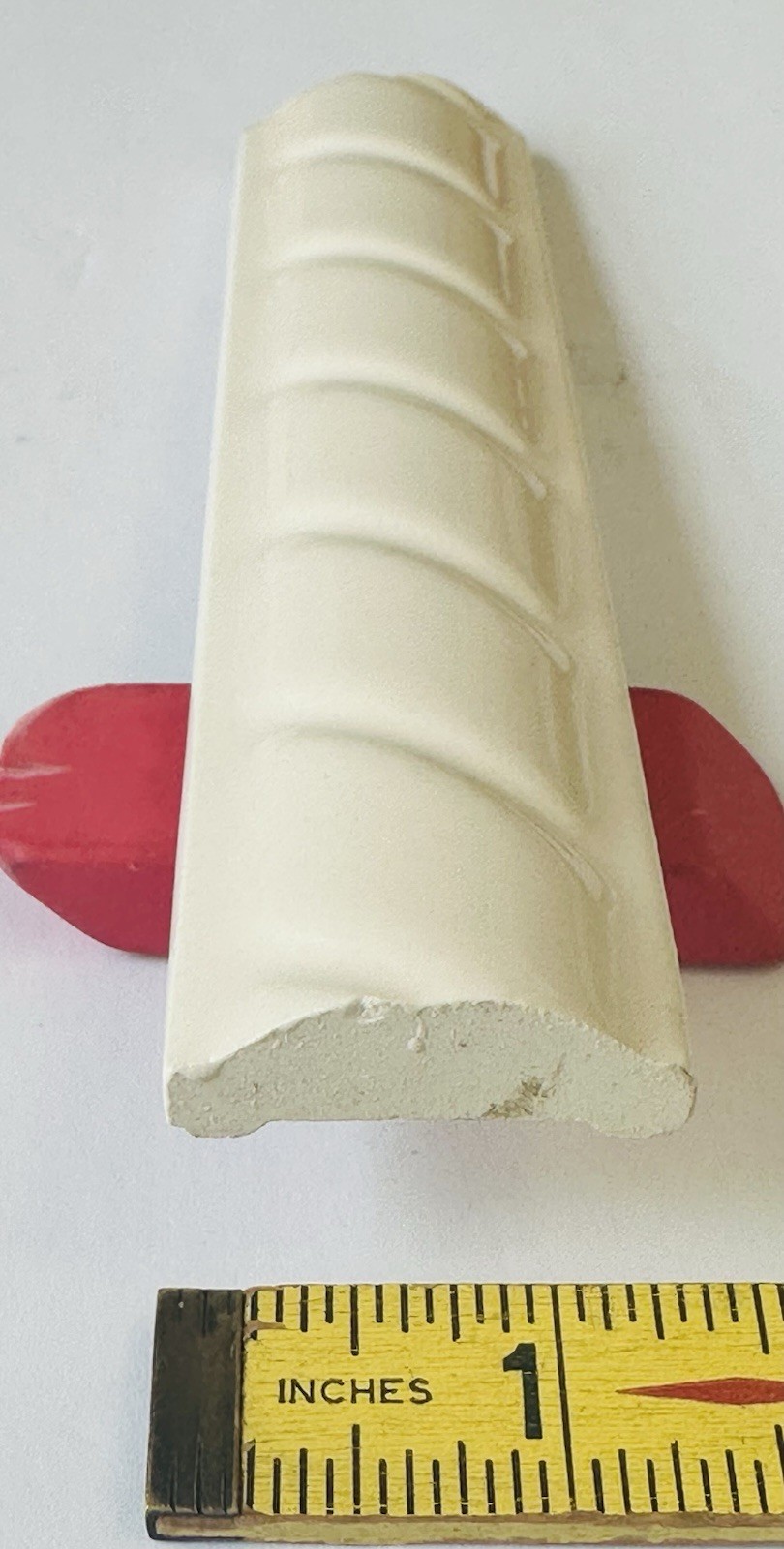 1 pc. Gloss Almond Ceramic Tile: Pencil – Liner – Sizzle: 6″ X 1-1/4″ Rope
