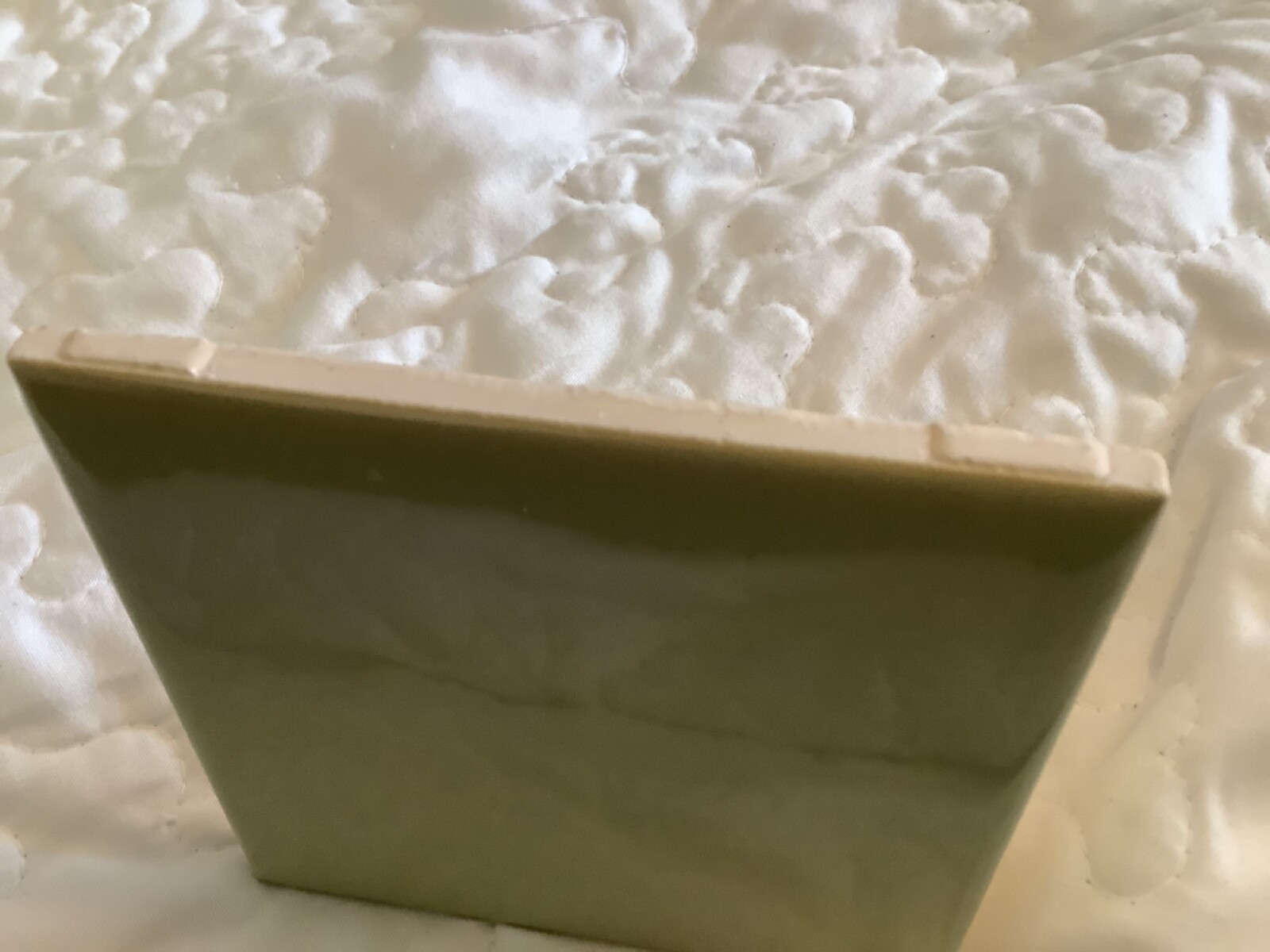 Ceramic Tile ‘Avocado-Green’ 4-5/8” Glossy (1) by Crown Tile Co.; Cleaned Used