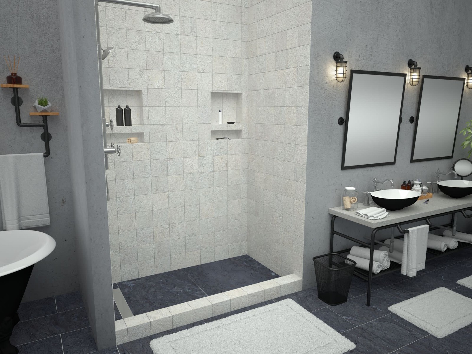 Tile Redi RT3672L-PVC3 Redi Trench 36″ x 72″ Rectangular Shower – Nickel