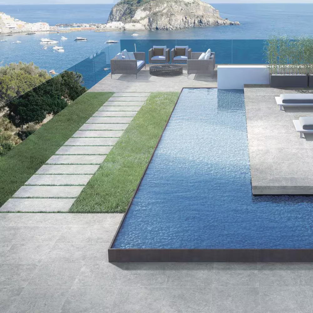 Lunar Silver 2 Cm. X 24 In. X 24 In. Matte Porcelain Stone Look Paver Tile (8 Sq