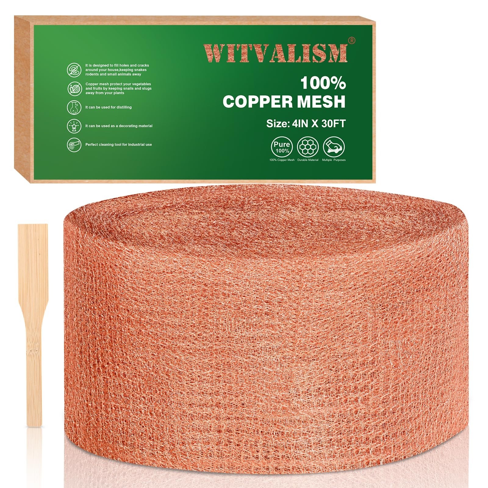 Copper Mesh Rodent Control, 4in x 30ft Premium Copper Wool Ideal for Hole Blo…