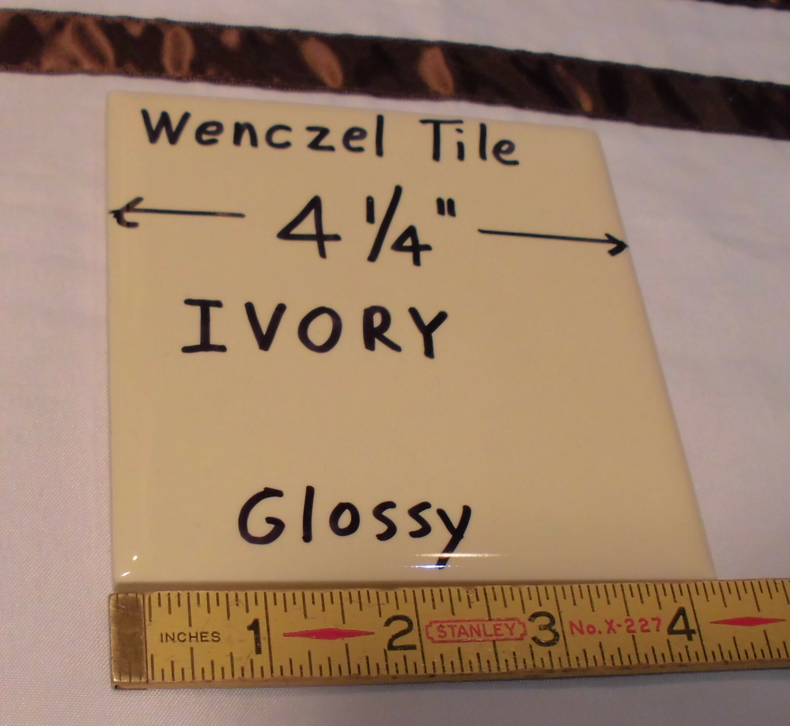 1 pc. *Ivory* 4-1/4″ Glossy Ceramic Tile by Wenczel Co. NOS Criteria 1940’s