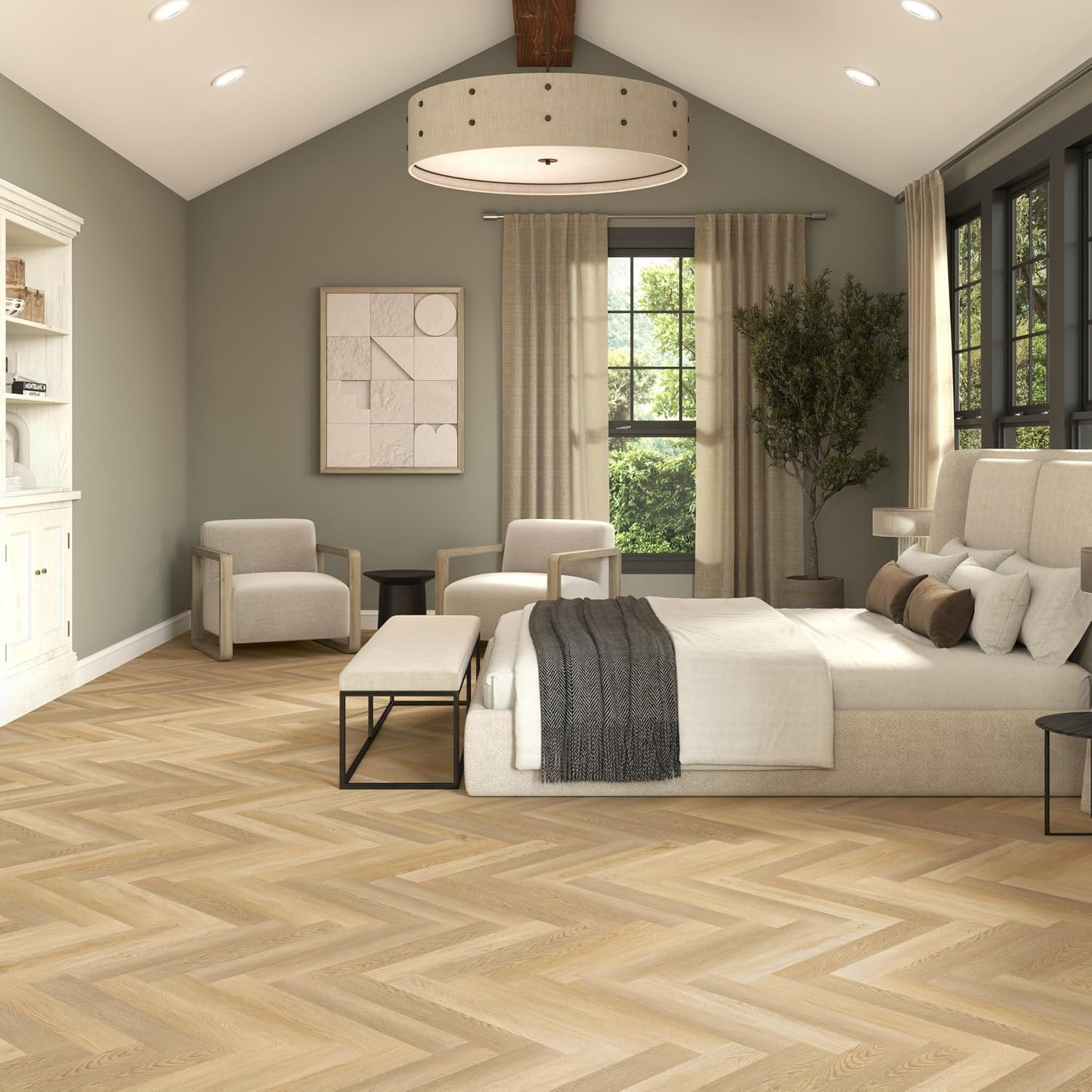 Asher Bend 5″ x 24″ Herringbone Rigid Click Luxury Vinyl Flooring – 24 pcs