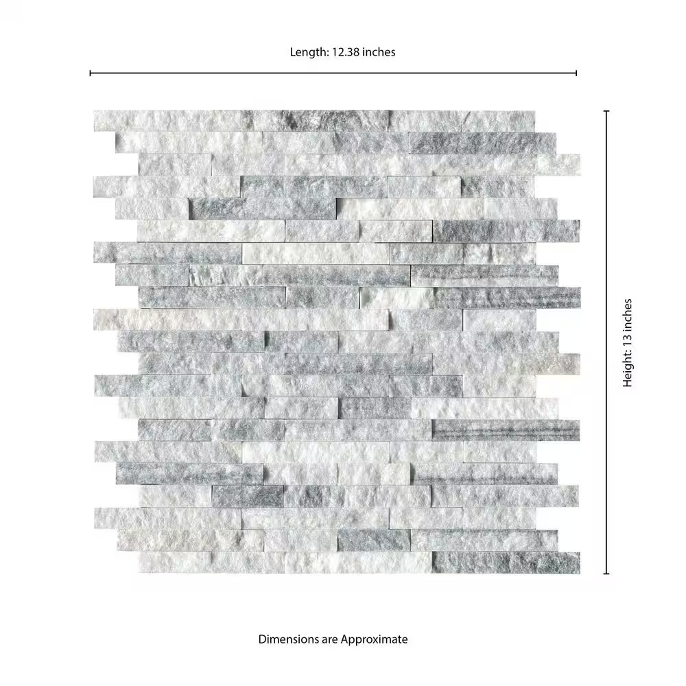 Alaska Gray Split Face 12 In. X 12 In. X 10 Mm Textured Marble Mosaic Tile (10 S