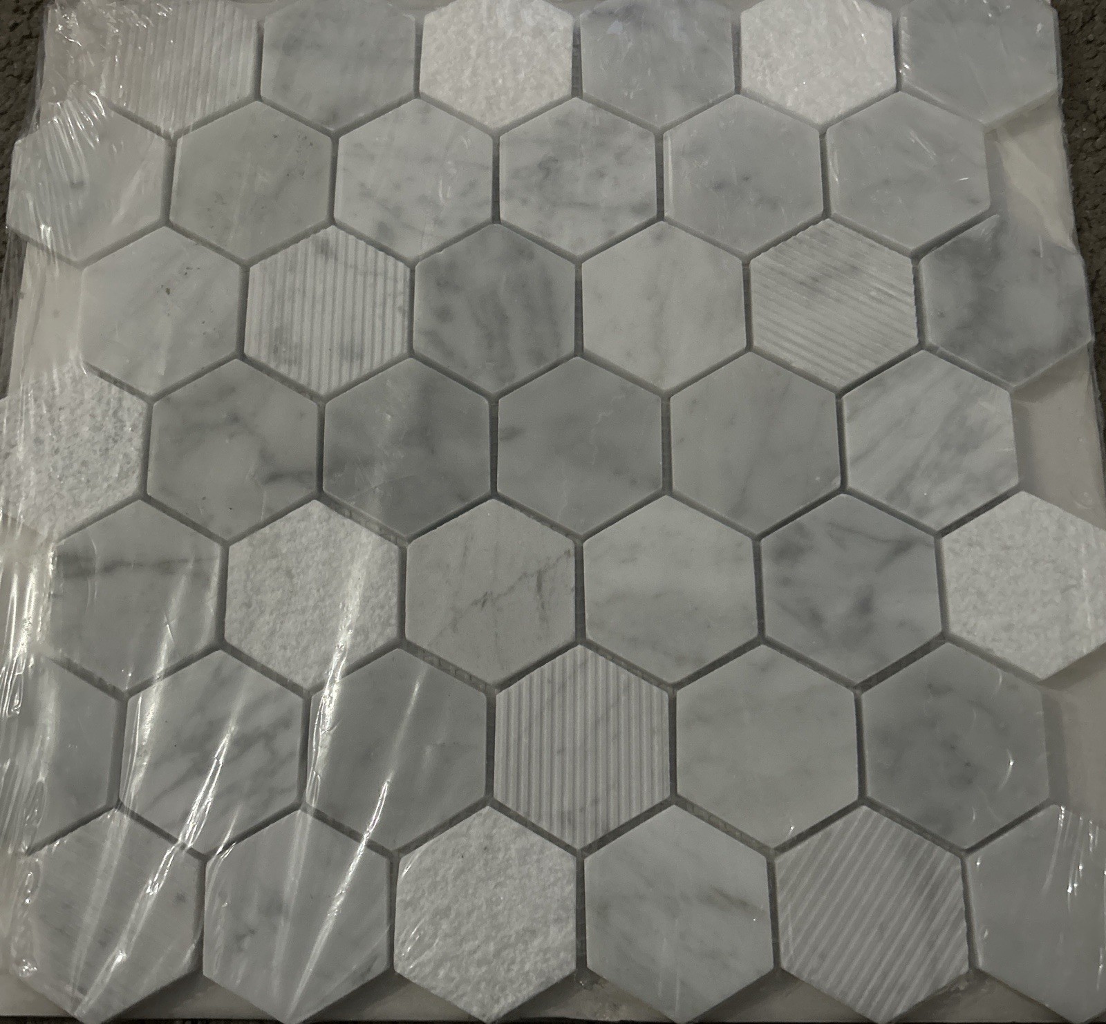 5 NEW Carrara Marble Hexagon Mosaic Tiles 11.7″ × 11.8″ Backsplash