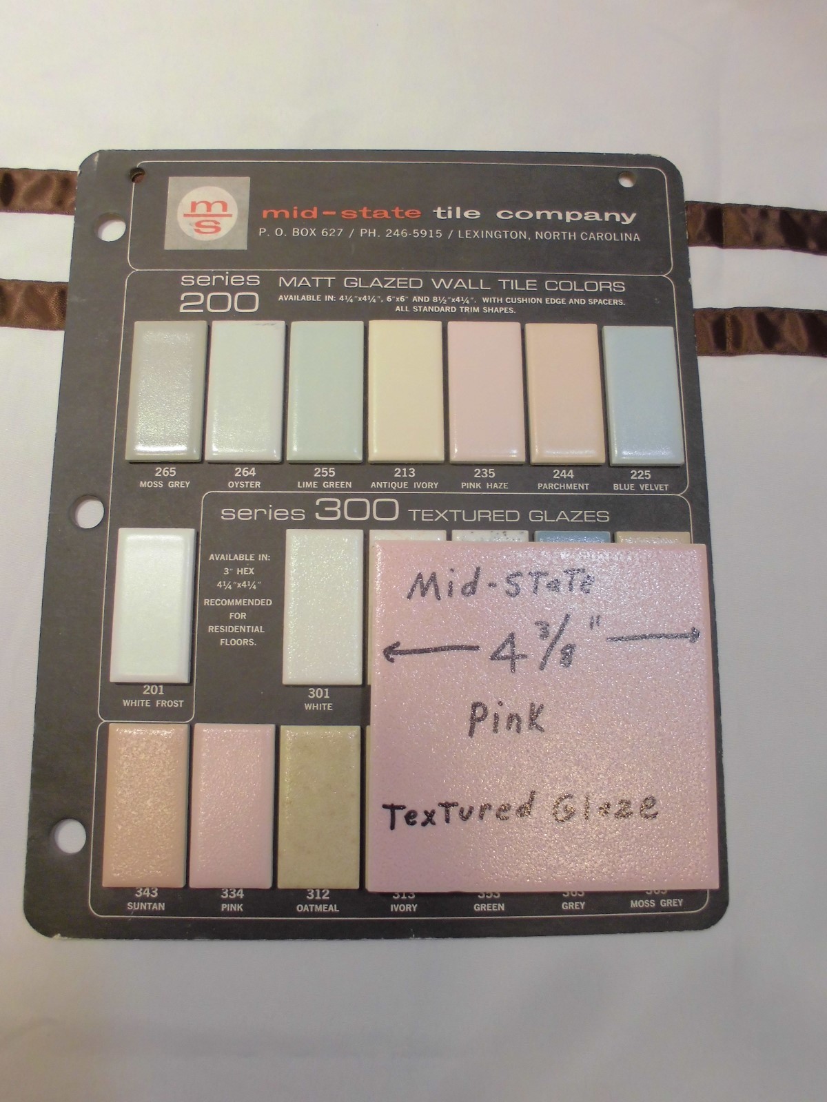 1 pc. Ceramic Tile *Pink Crystal Glazed* by Mid-State Co. 4-3/8″ Crystalline