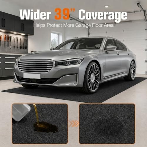 Oil Spill Mat, 2 Pack 39″ x 59″ Garage Floor Protector, Absorbent Oil Pad with