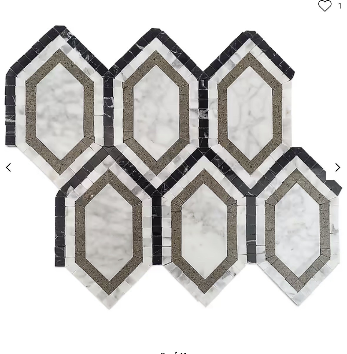 SOHO Studio New Era Carrara Lagos Marble Hexagon Mosaic 11 1/2×9 1/2 8 sheets