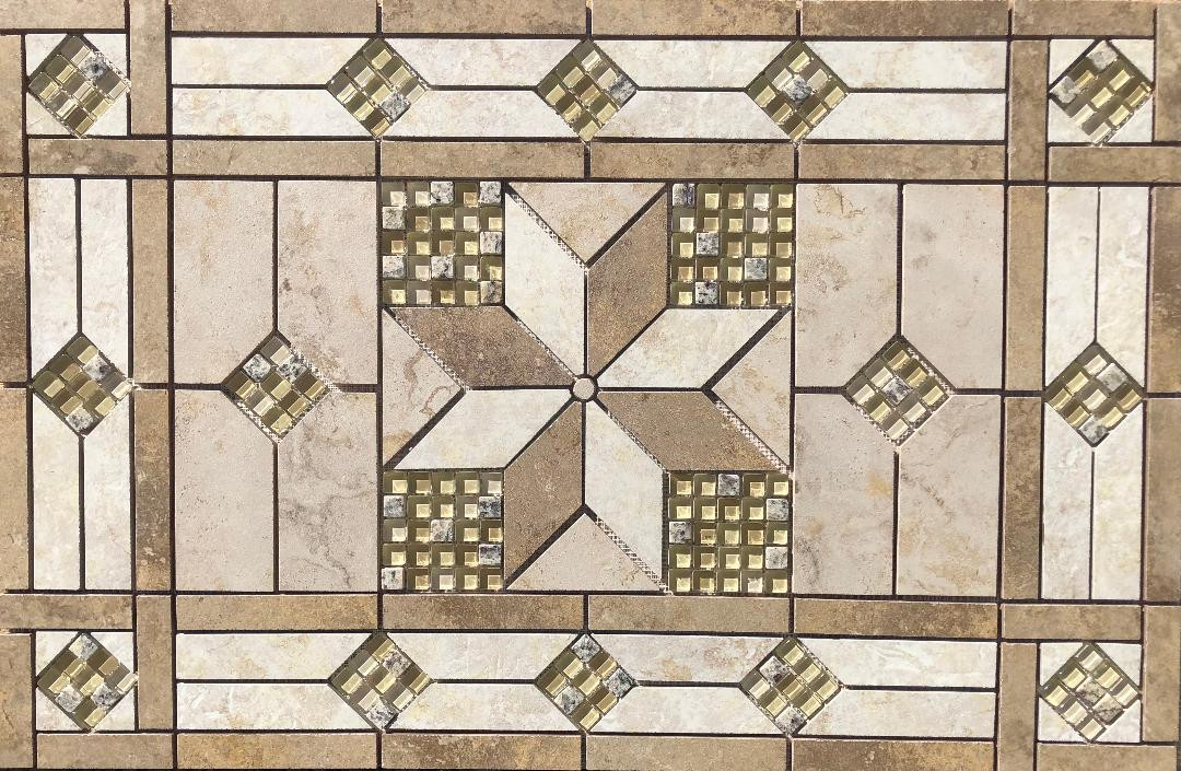 32″ X 20 3/4″ Tile Medallion & Glass Inlay – Daltile’s Stratford Place tile