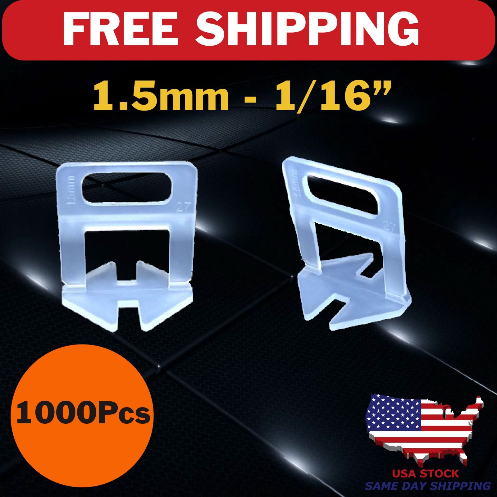 1000 Pcs – Clip Tile Leveling System Kit Floor Wall 1/16 – 1.5mm Tile Spacer
