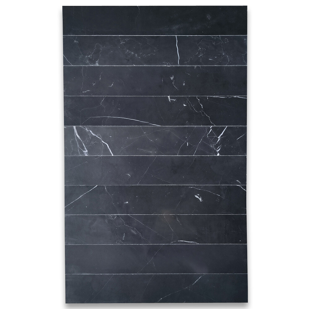 N58H Nero Marquina Black Marble 2×12 Tile Honed