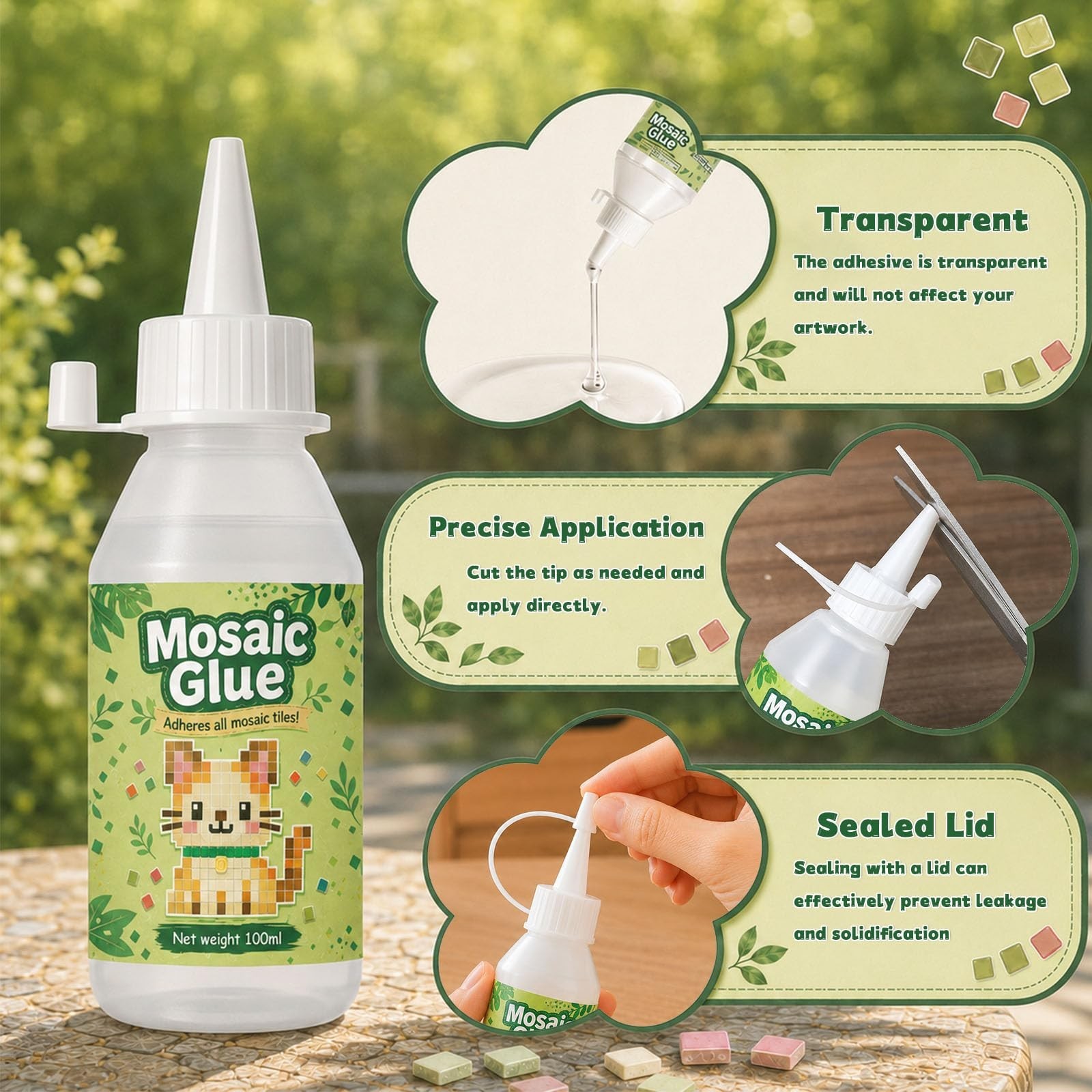 200ml Mosaic Tile Glue, Clear Durable Waterproof Fast Drying Strong Adhesion,…