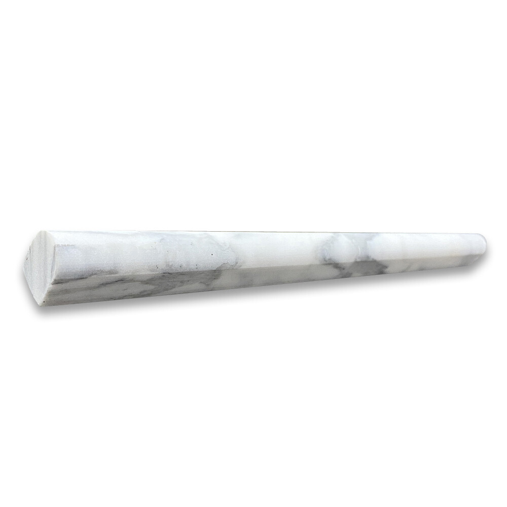 L18H 3/4×12 Pencil Liner Statuary Statuario White Marble Trim Molding Honed