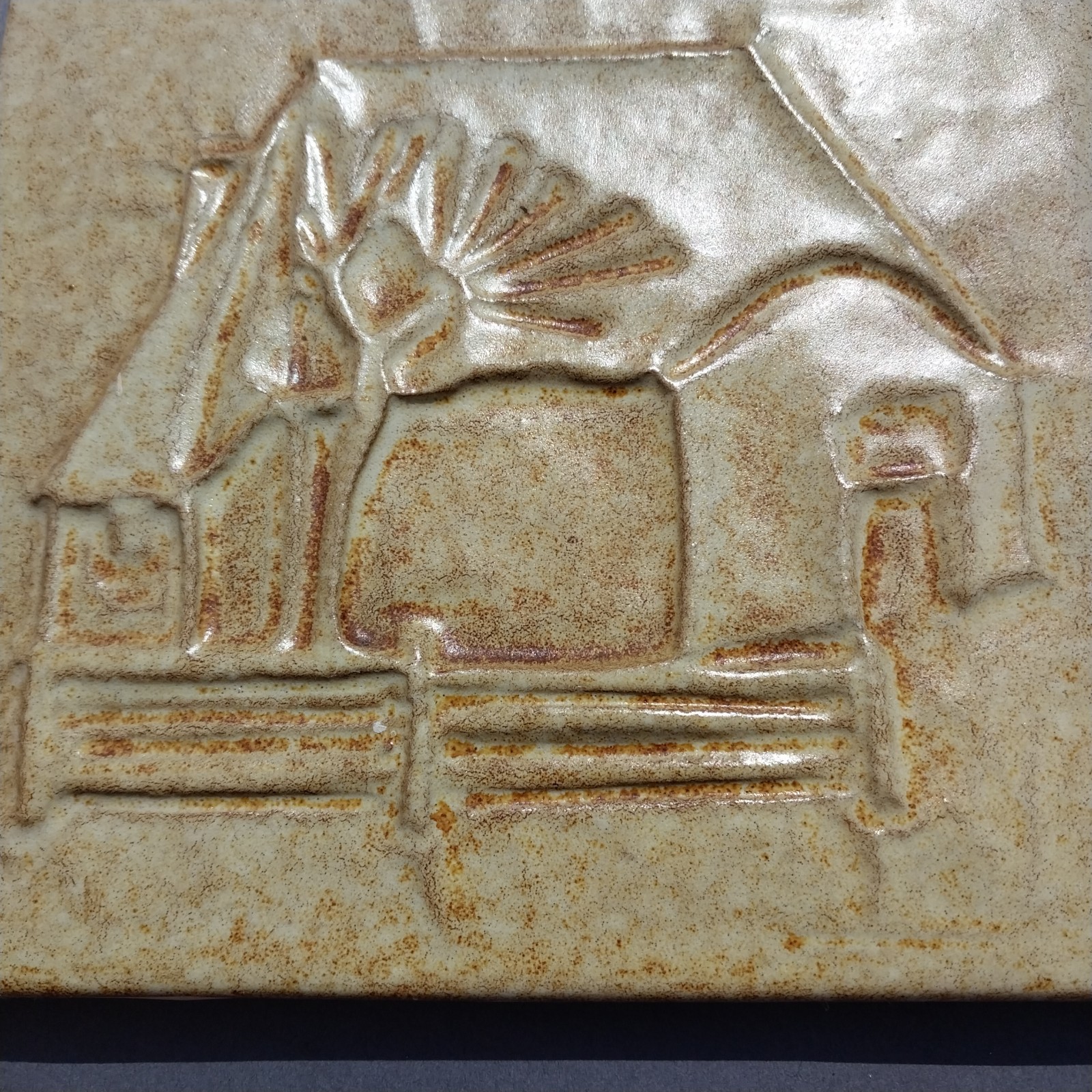 House Silhouette Beige Tile Italian Italy Pastoral 8″ Square 5/8″ Thick Salvaged