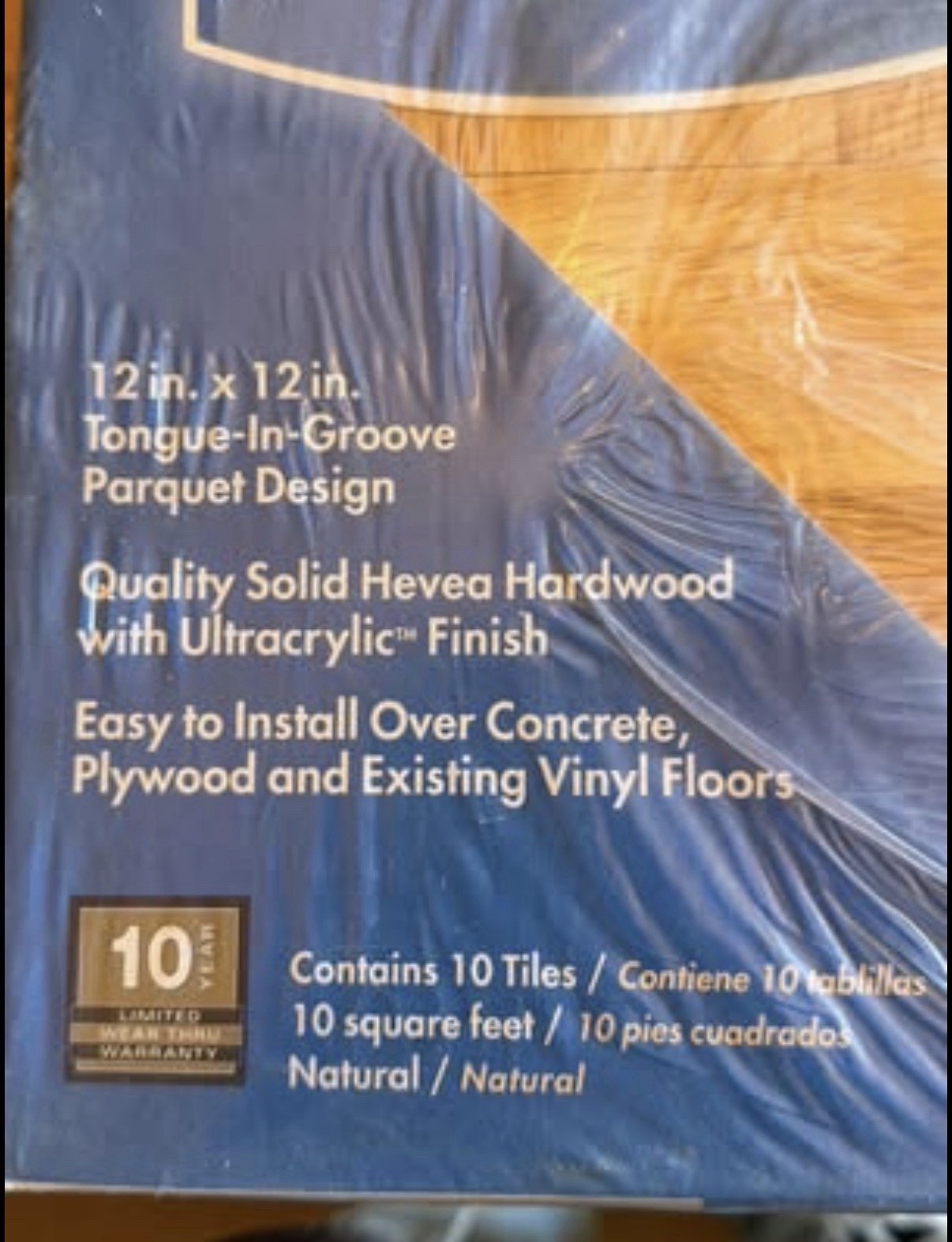 Hevea Parquet Floor Tiles 12 X 12 Tongue In Groove 10 Sq Ft Per Pack Brown Beige