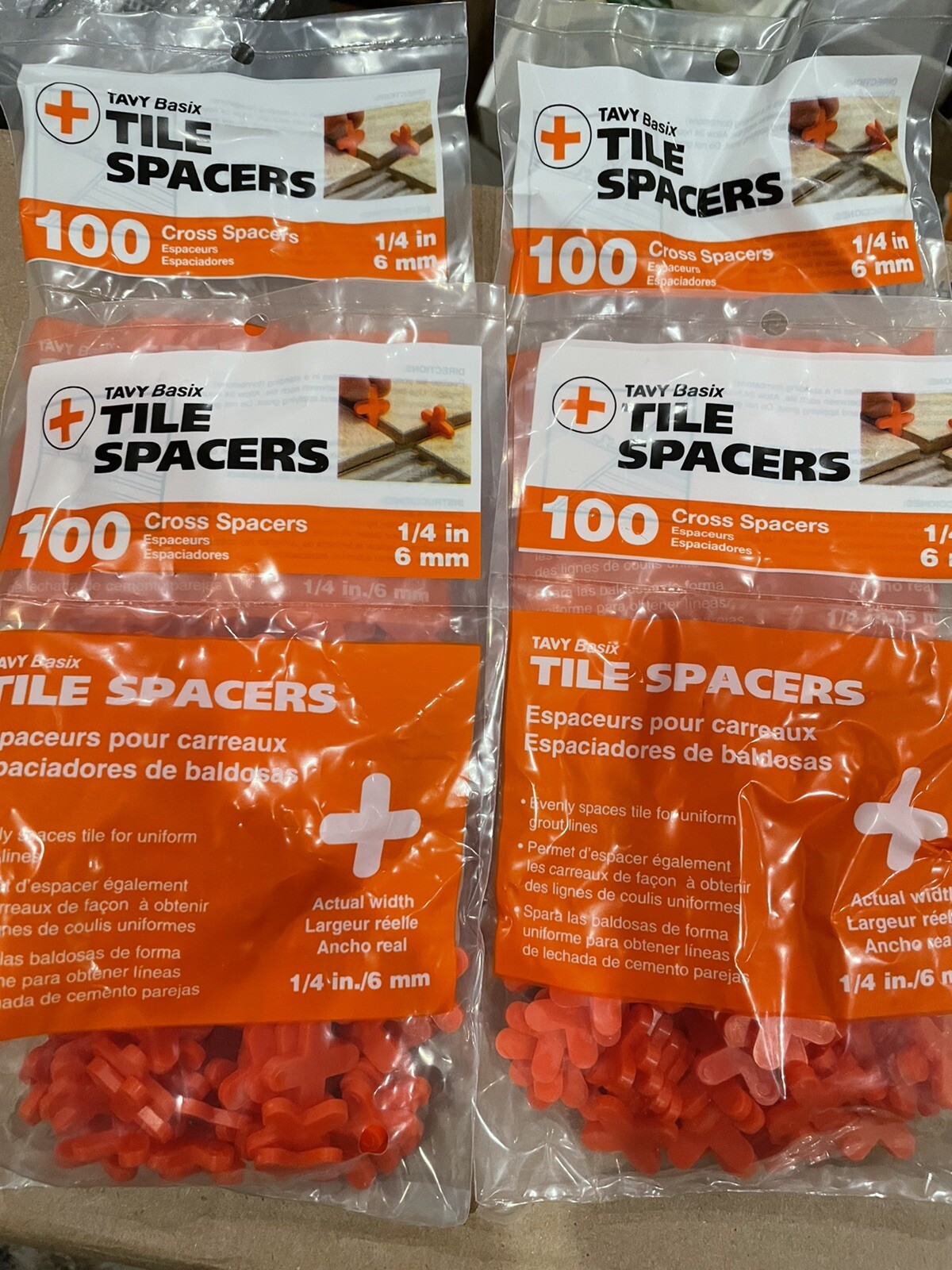 4X 100PC Tavy Basix Cross Tile Spacers 1/4in 6mm Pack Brand New